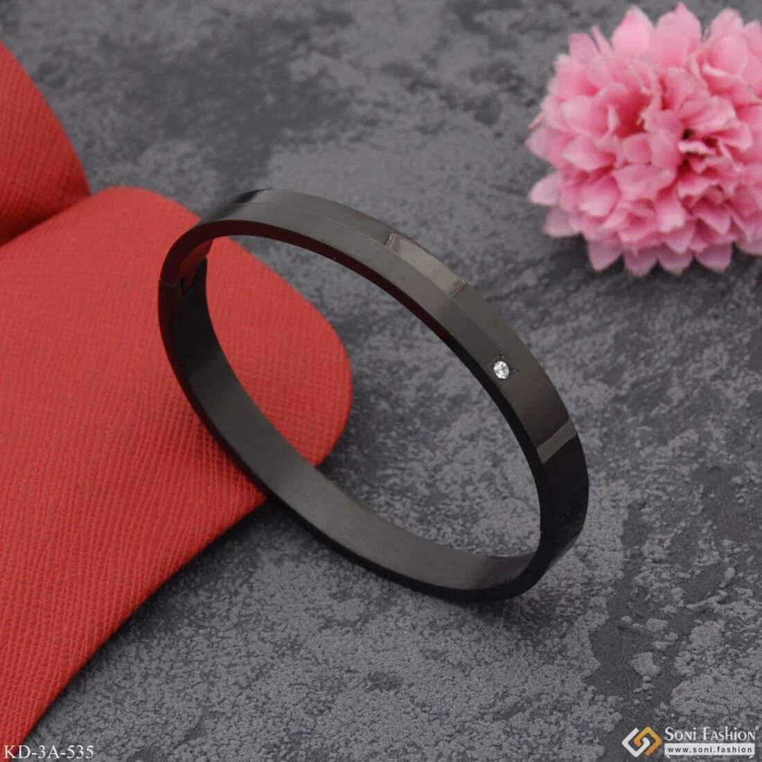 Black Color Stainless Steel Kada for Men - Style A535 - Image 5