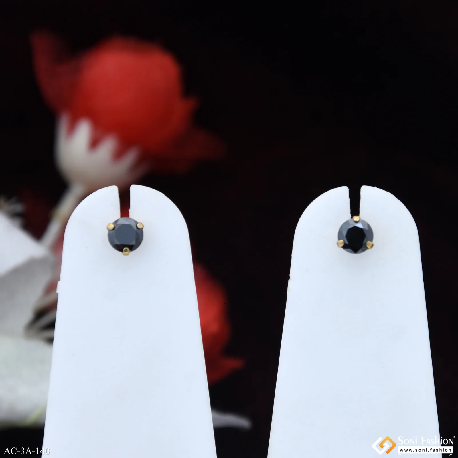 Black Diamond Golden Color Stud Earring for Men (2 Pc) - Style A140 - Image 2