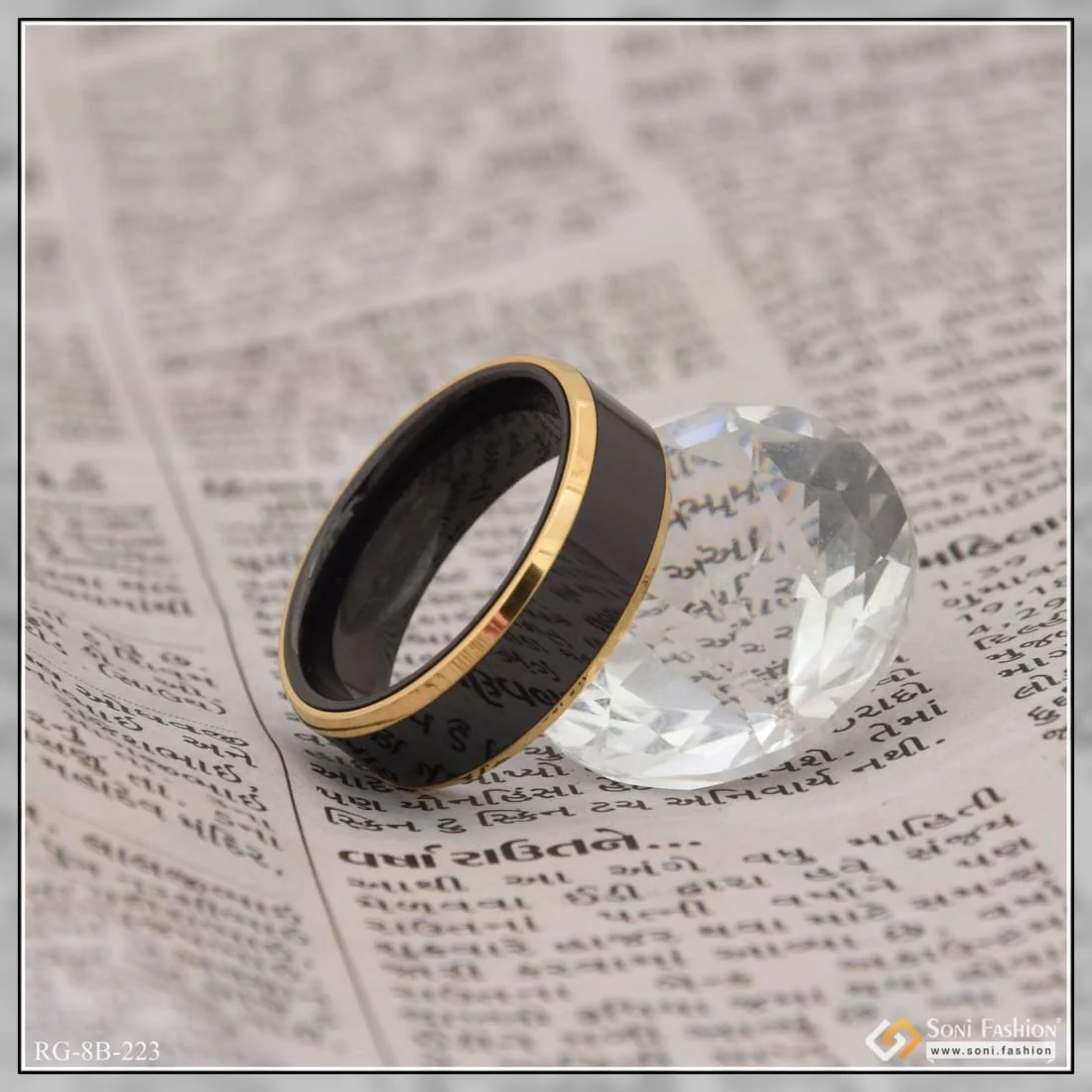 Black & Gold Brilliant Exceptional Design High-Quality Ring for Men - Style B223 - Image 4