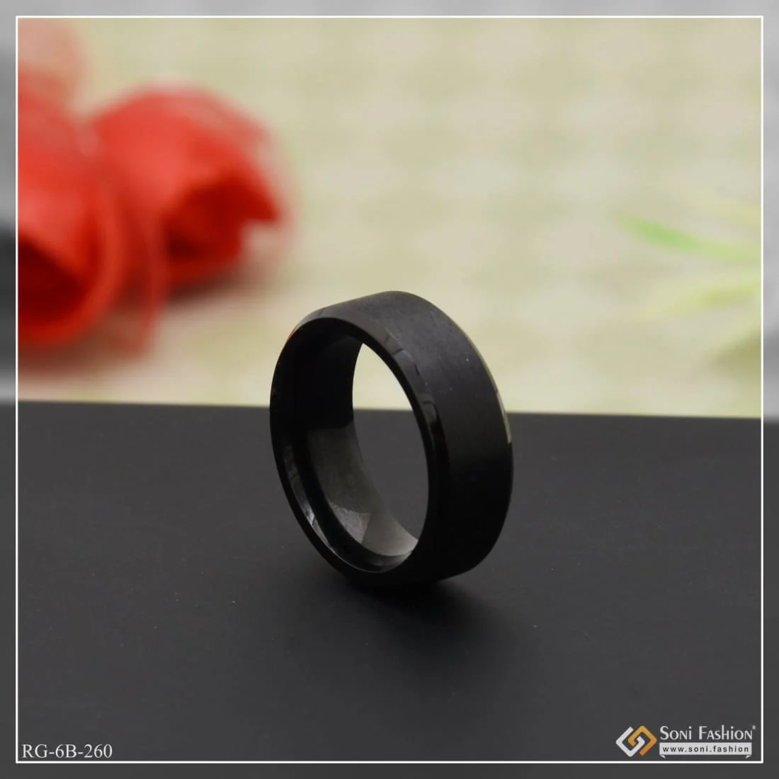 Black Superior Quality Hand-Crafted Design Ceramic Ring for Men - Style B260 - Image 3