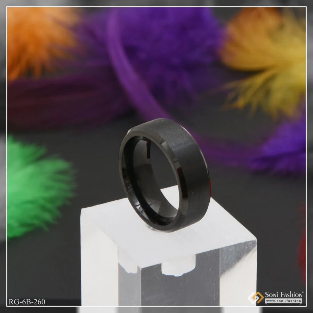 Black Superior Quality Hand-Crafted Design Ceramic Ring for Men - Style B260 - Image 4