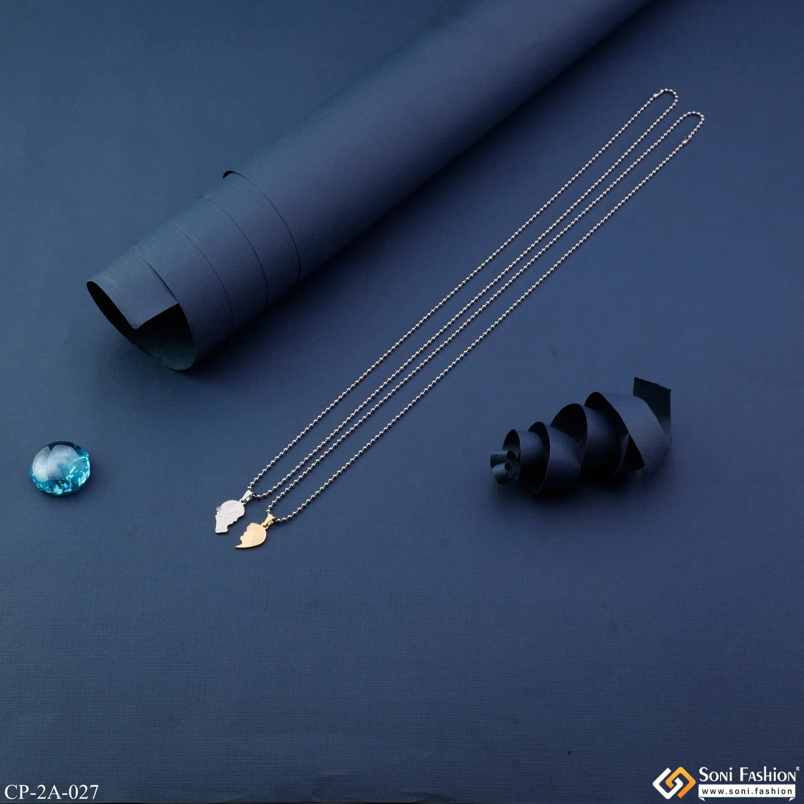 Boy and Girl Heart Locket Couple Chain with Pendant for Valentine's Day Gift - Style A027 - Image 4