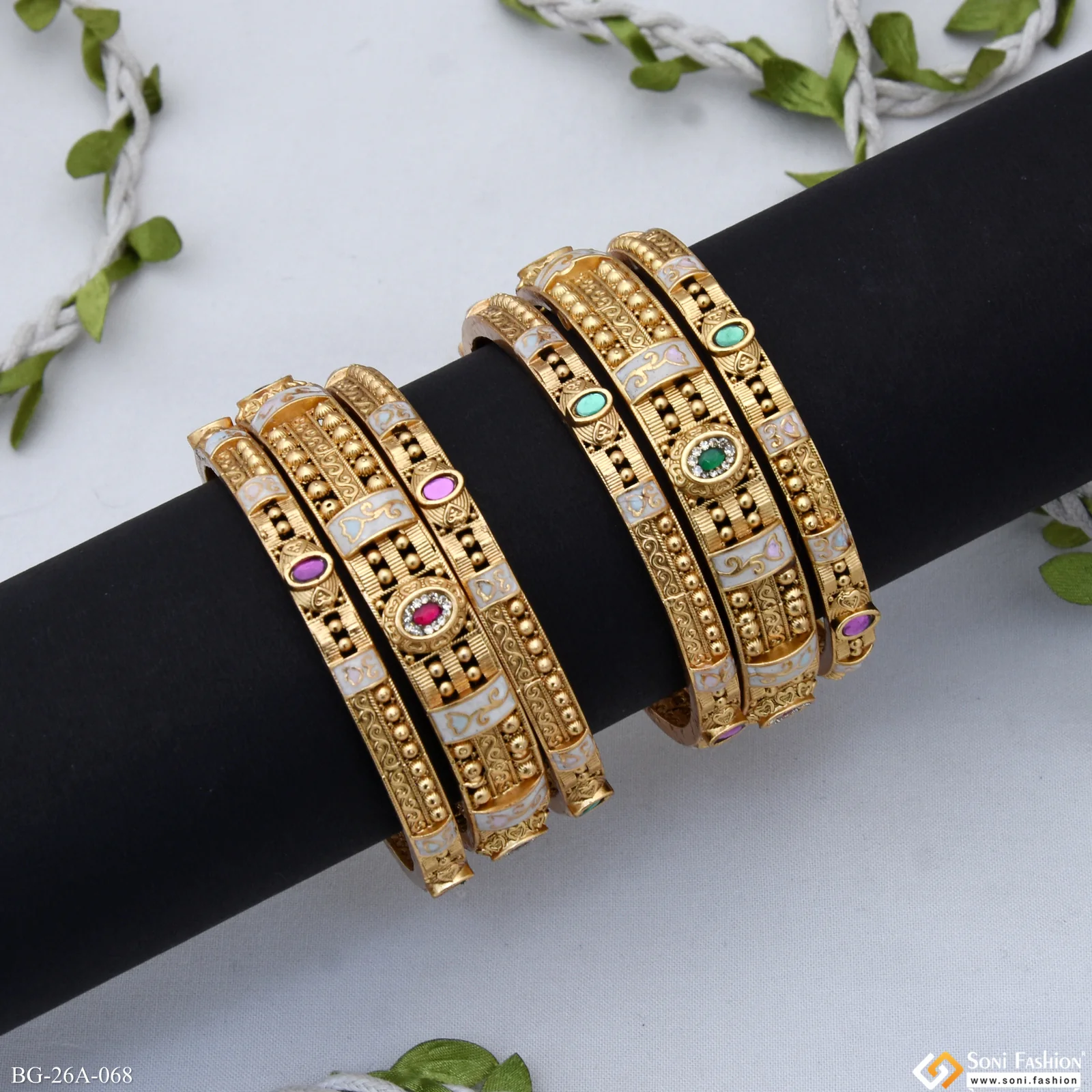 Brilliant Design Gold Plated Bangles for Women - Style A068 - Image 3