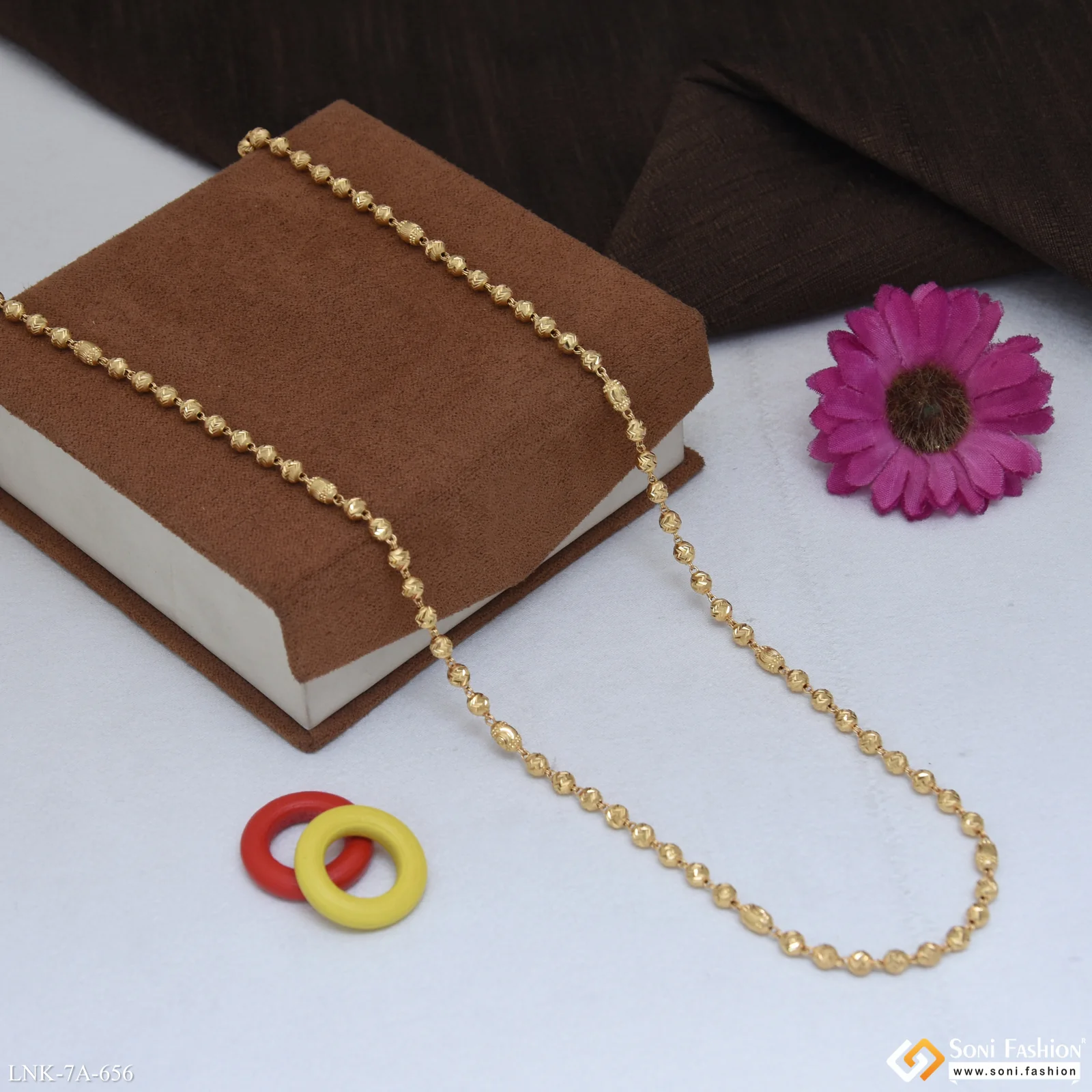Brilliant Design Gold Plated Brass Beaded Mala for Women - Style A656 - Image 3