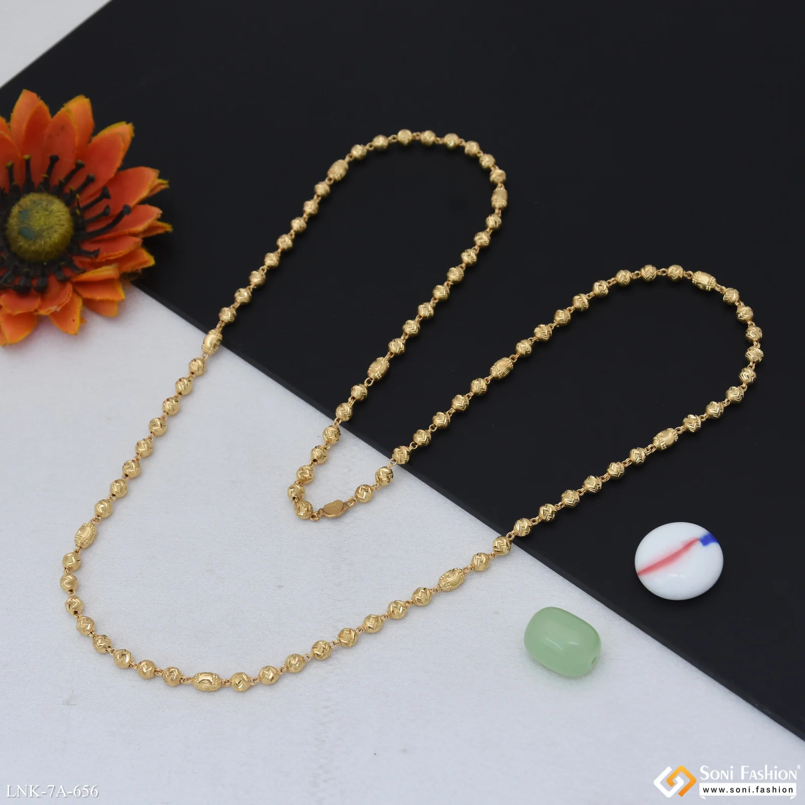 Brilliant Design Gold Plated Brass Beaded Mala for Women - Style A656 - Image 4