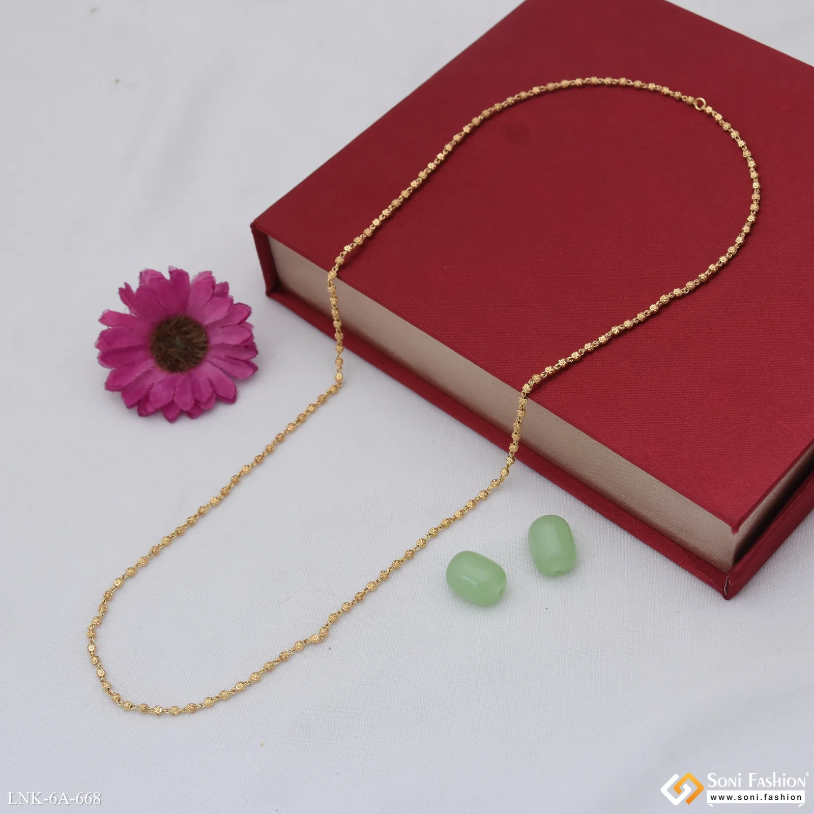 Brilliant Design Gold Plated Brass Beaded Mala for Women - Style A668 - Image 6