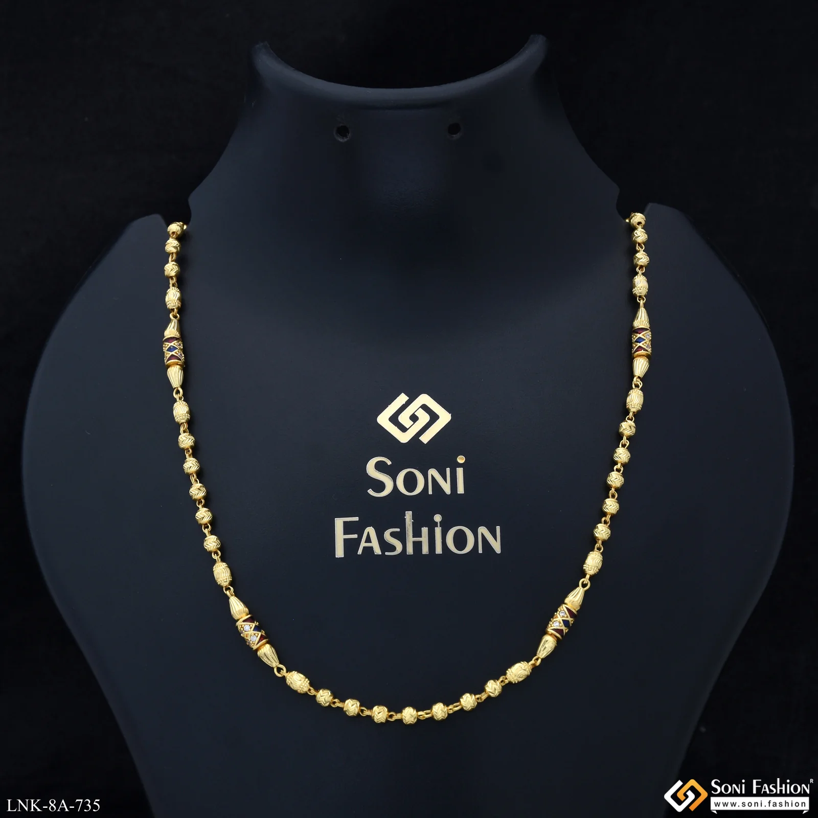 Brilliant Design Gold Plated Brass Beaded Mala for Women - Style A735