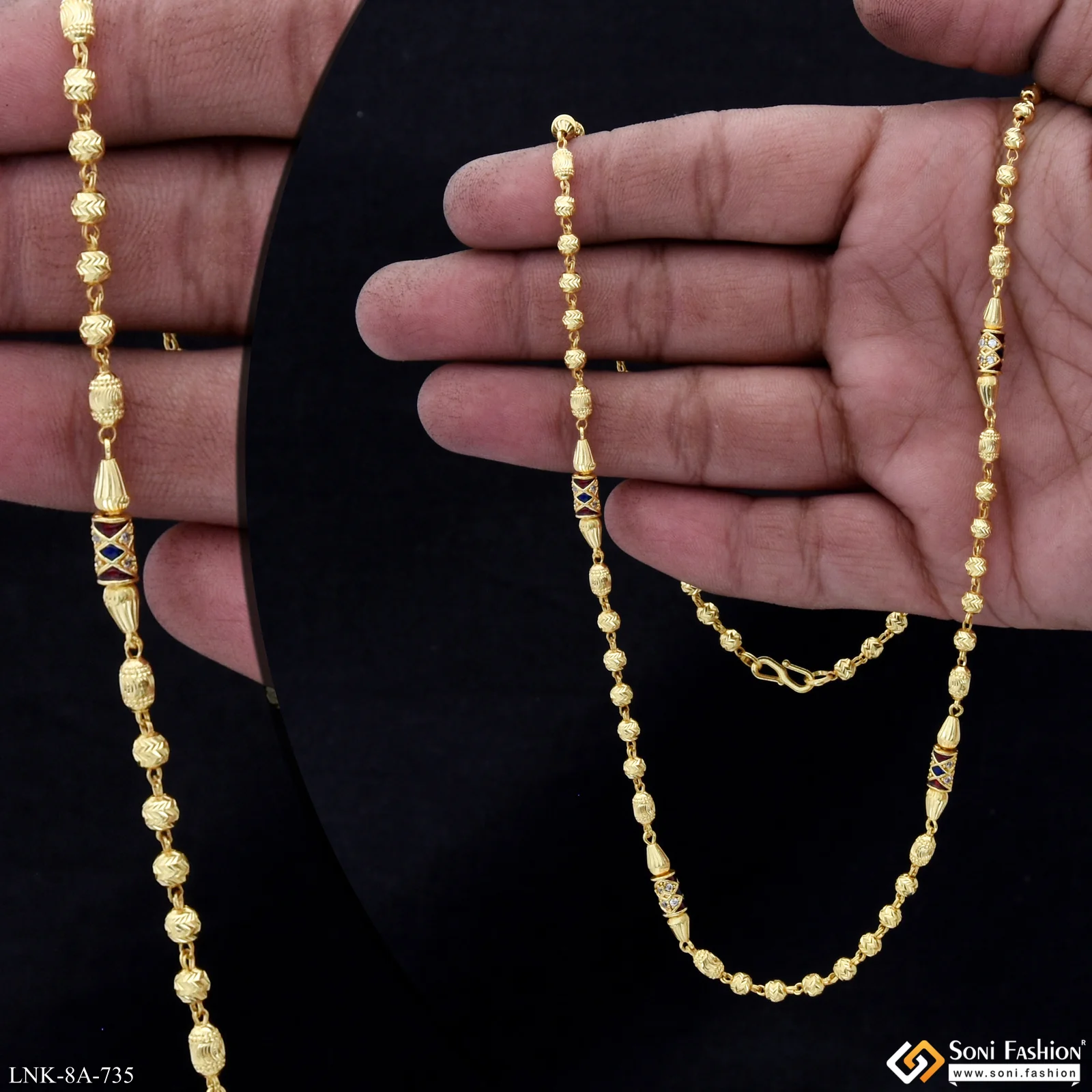 Brilliant Design Gold Plated Brass Beaded Mala for Women - Style A735 - Image 2