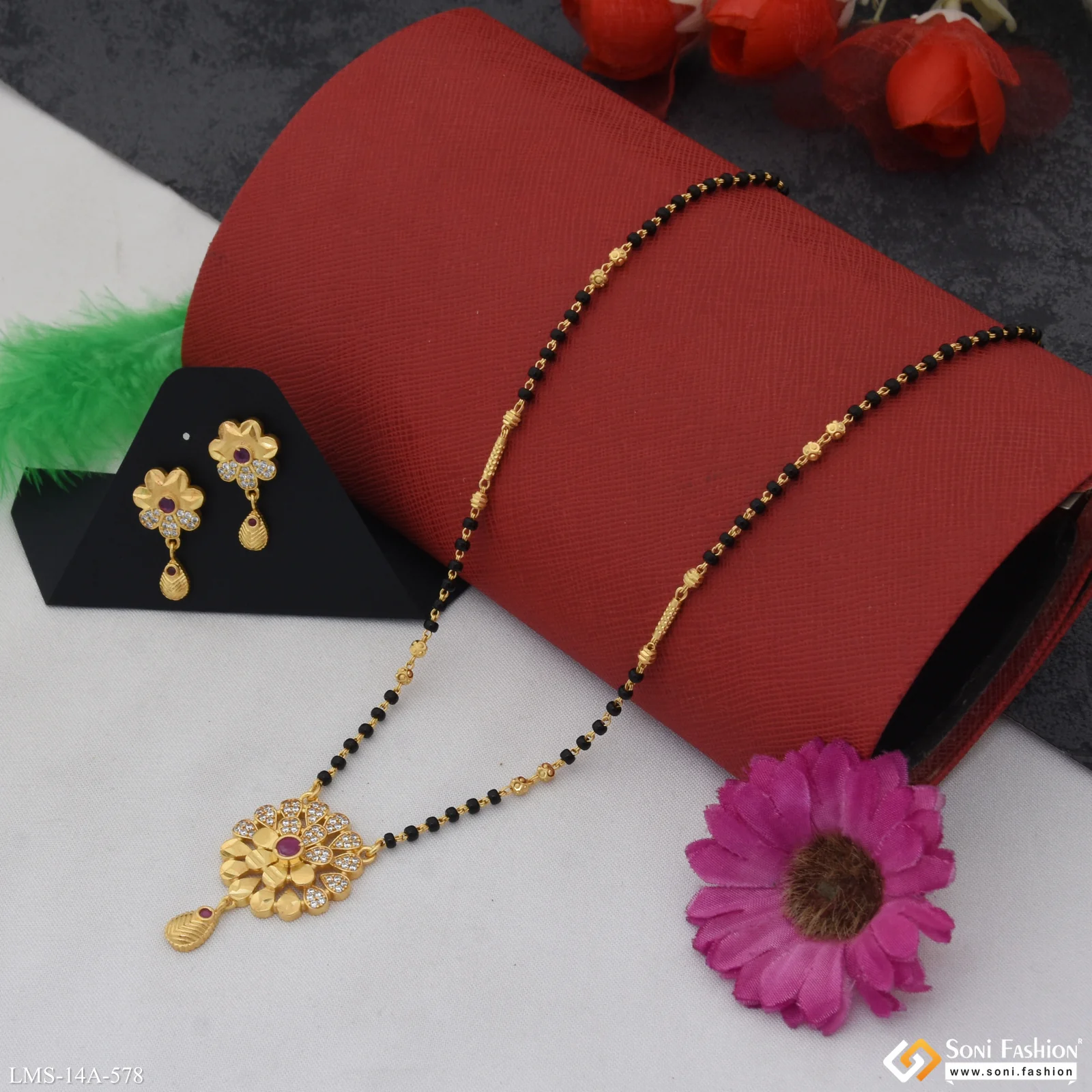 Brilliant Design Gold Plated Mangalsutra Set for Women - Style A578 - Image 3