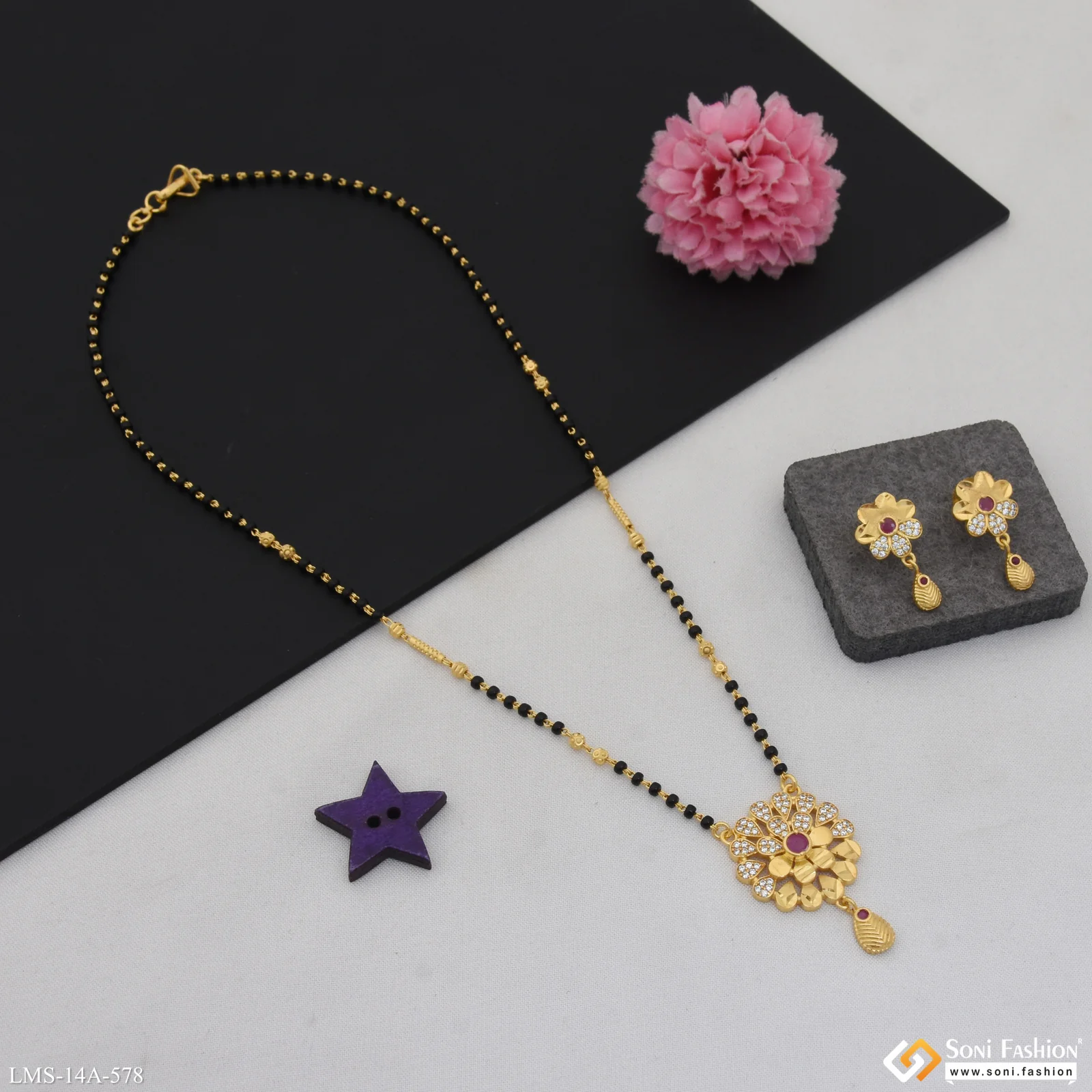 Brilliant Design Gold Plated Mangalsutra Set for Women - Style A578 - Image 4