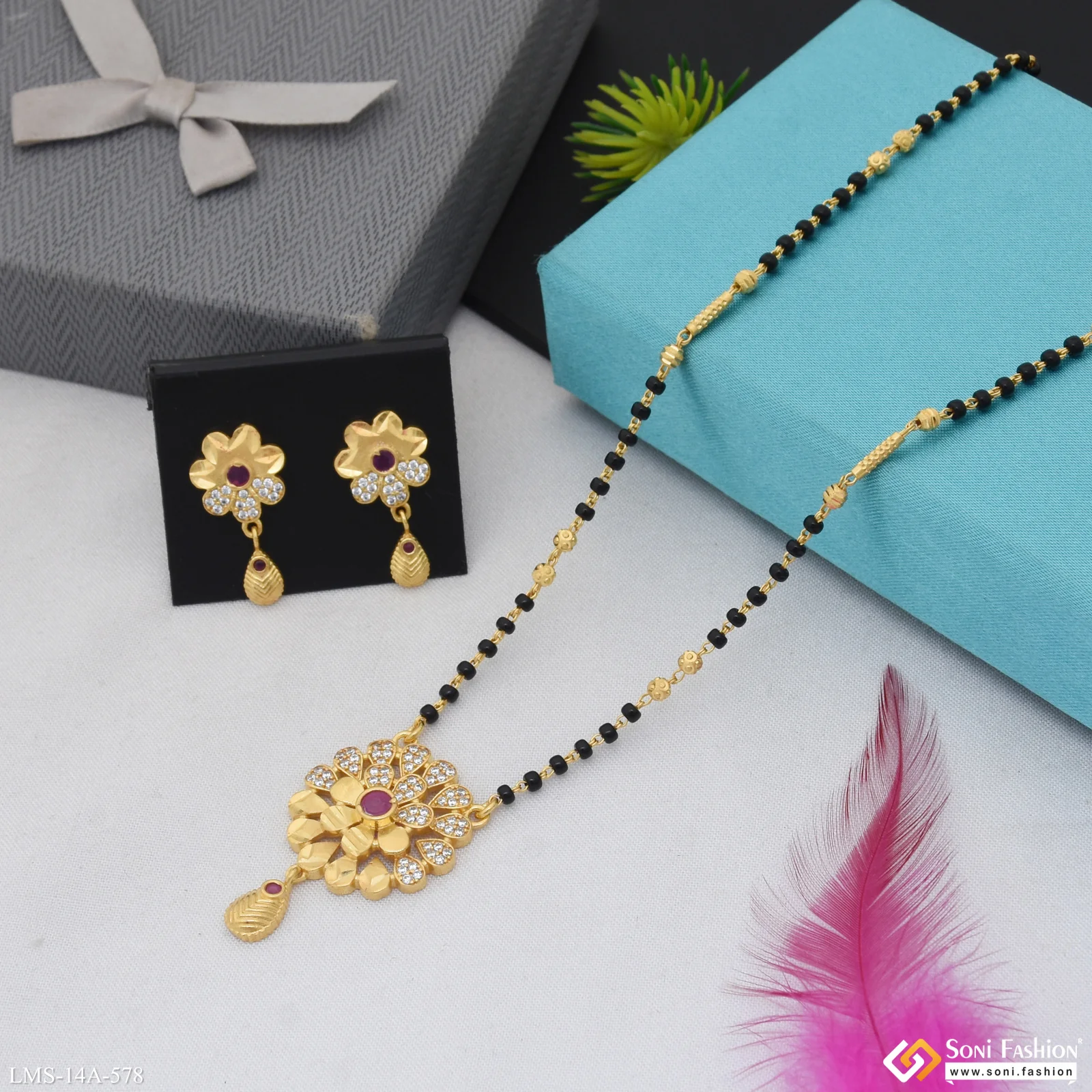 Brilliant Design Gold Plated Mangalsutra Set for Women - Style A578 - Image 5