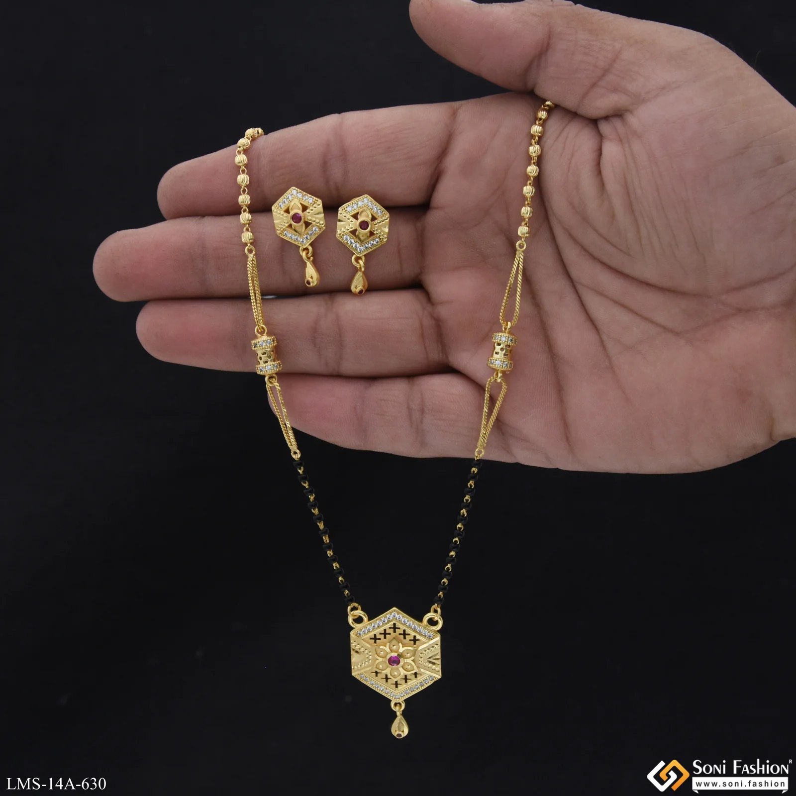 Brilliant Design Gold Plated Mangalsutra Set for Women - Style A630 - Image 2