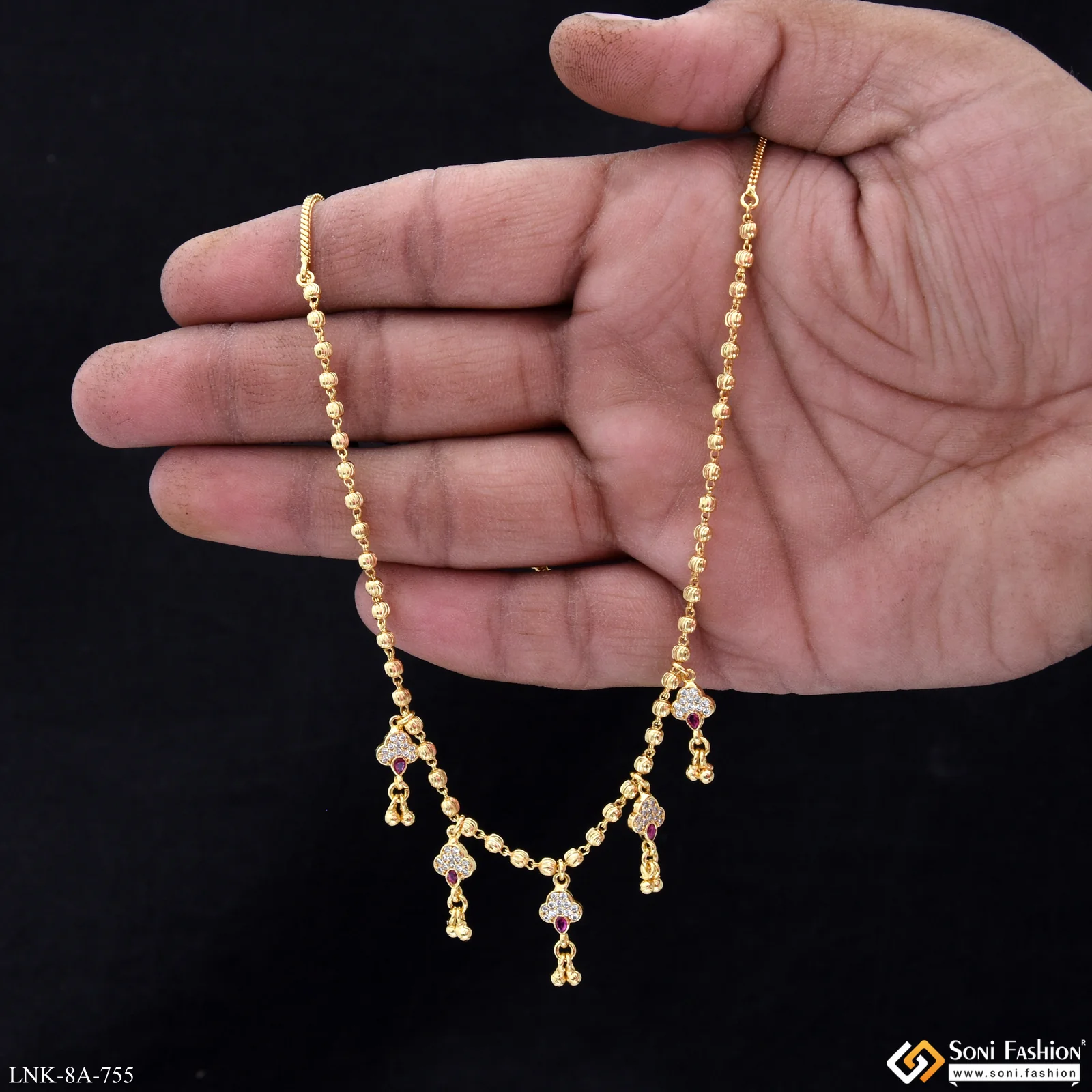 Brilliant Design Gold Plated Necklace for Ladies - Style A755 - Image 2