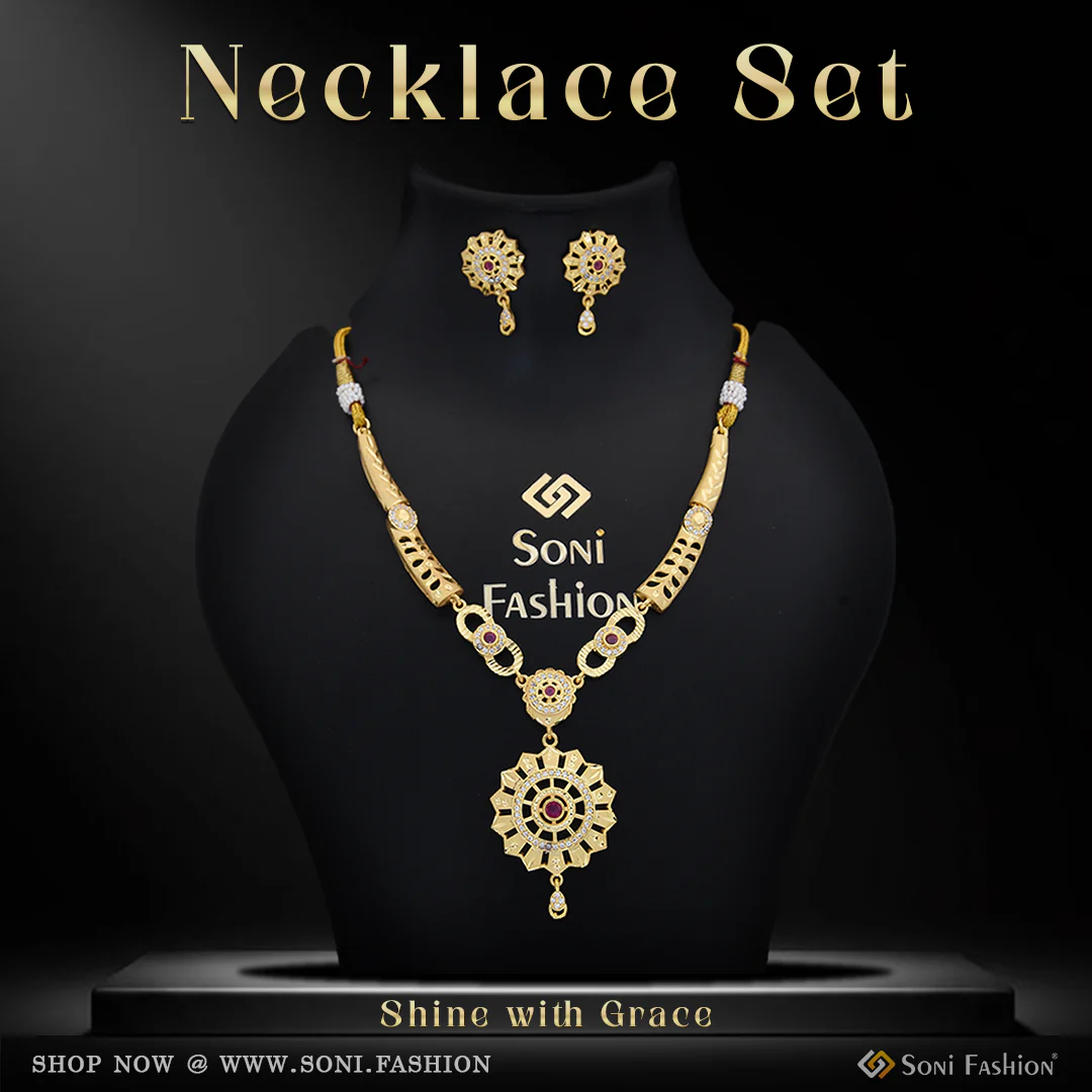 Brilliant Design Gold Plated Necklace Set for Women - Style B095
