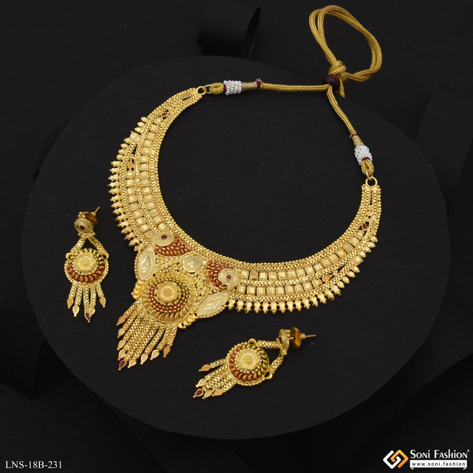 Brilliant Design Gold Plated Necklace Set for Women - Style B231 - Image 2