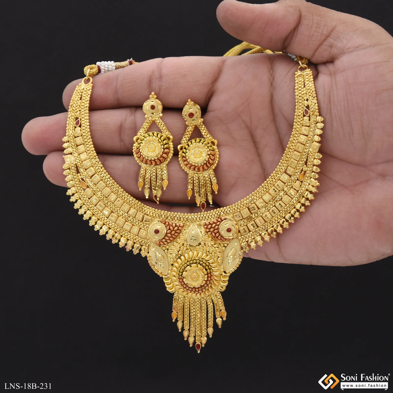 Brilliant Design Gold Plated Necklace Set for Women - Style B231 - Image 5