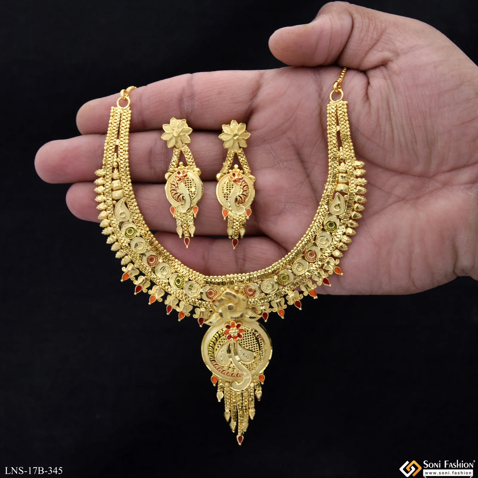 Brilliant Design Gold Plated Necklace Set for Women - Style B345 - Image 2