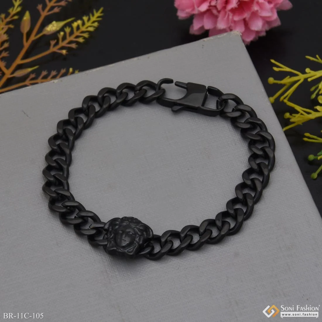 Brilliant Design Premium-Grade Quality Black Color Bracelet for Men - Style C105 - Image 3