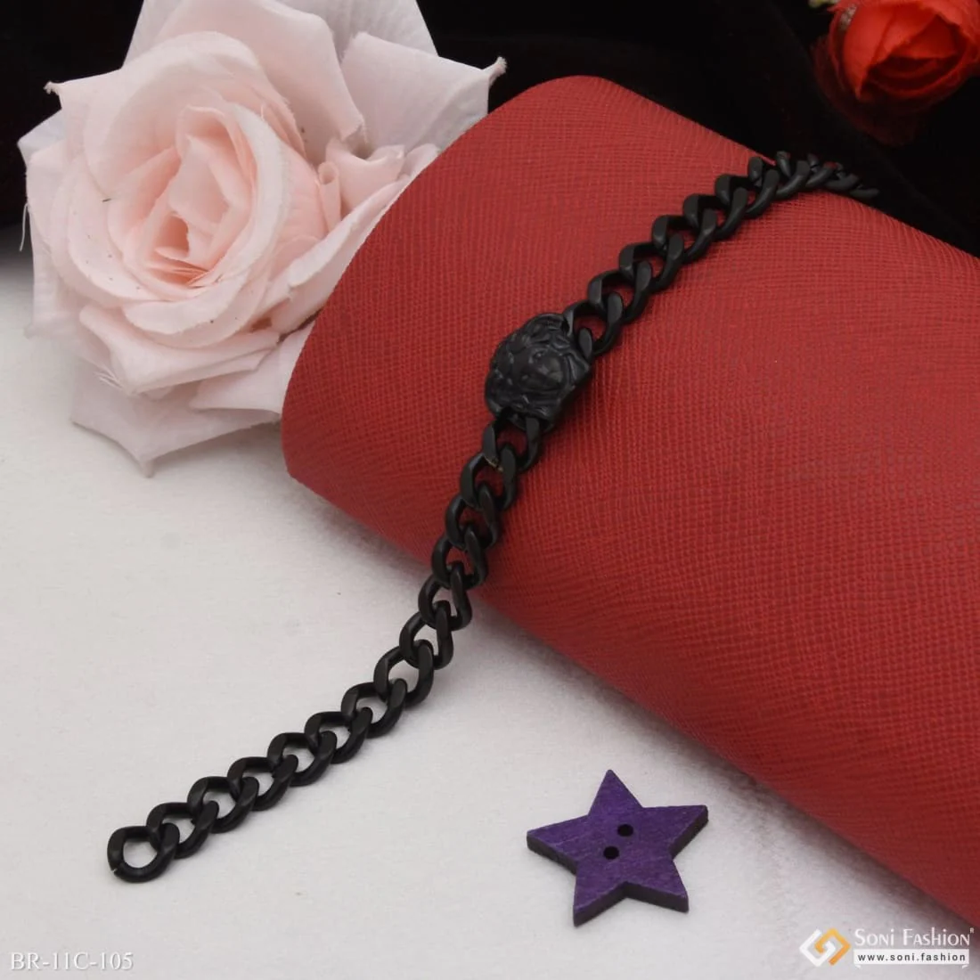 Brilliant Design Premium-Grade Quality Black Color Bracelet for Men - Style C105 - Image 4