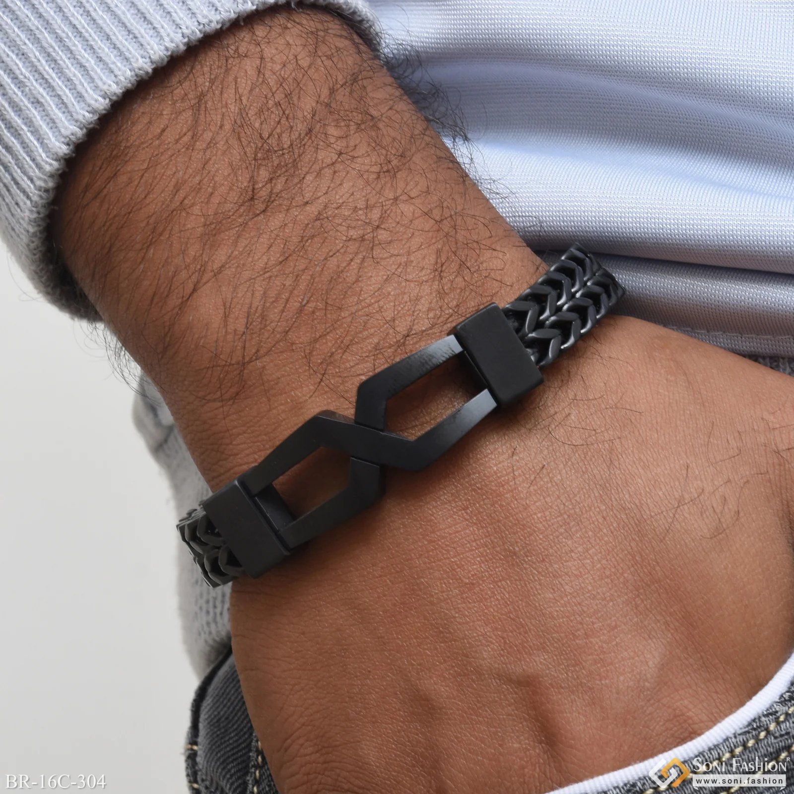 Brilliant Design Premium-Grade Quality Black Color Bracelet for Men - Style C304