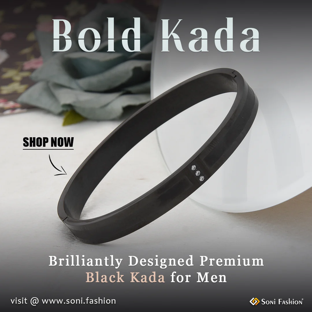 Brilliant Design Premium-Grade Quality Black Color Kada for Men - Style A417