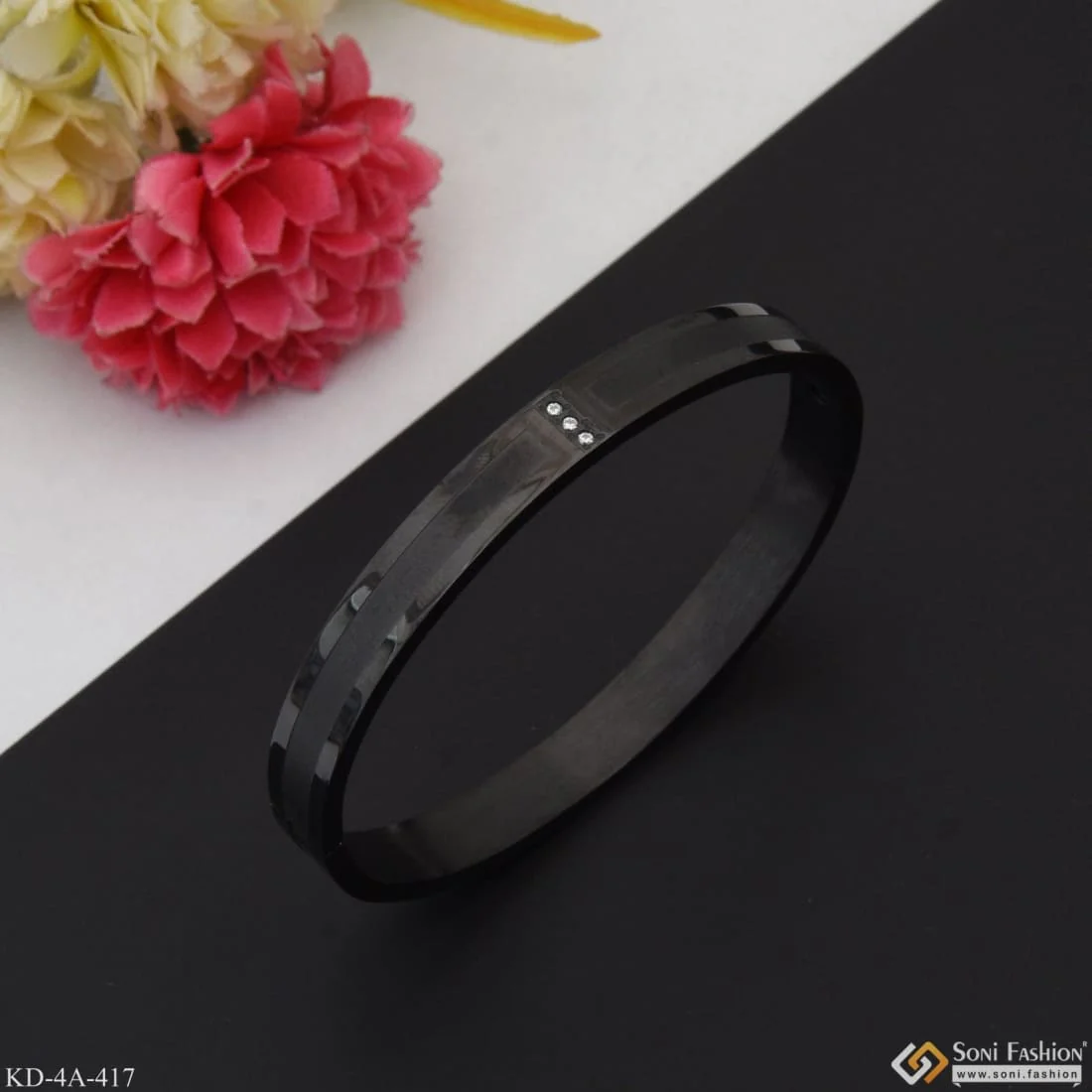 Brilliant Design Premium-Grade Quality Black Color Kada for Men - Style A417 - Image 3