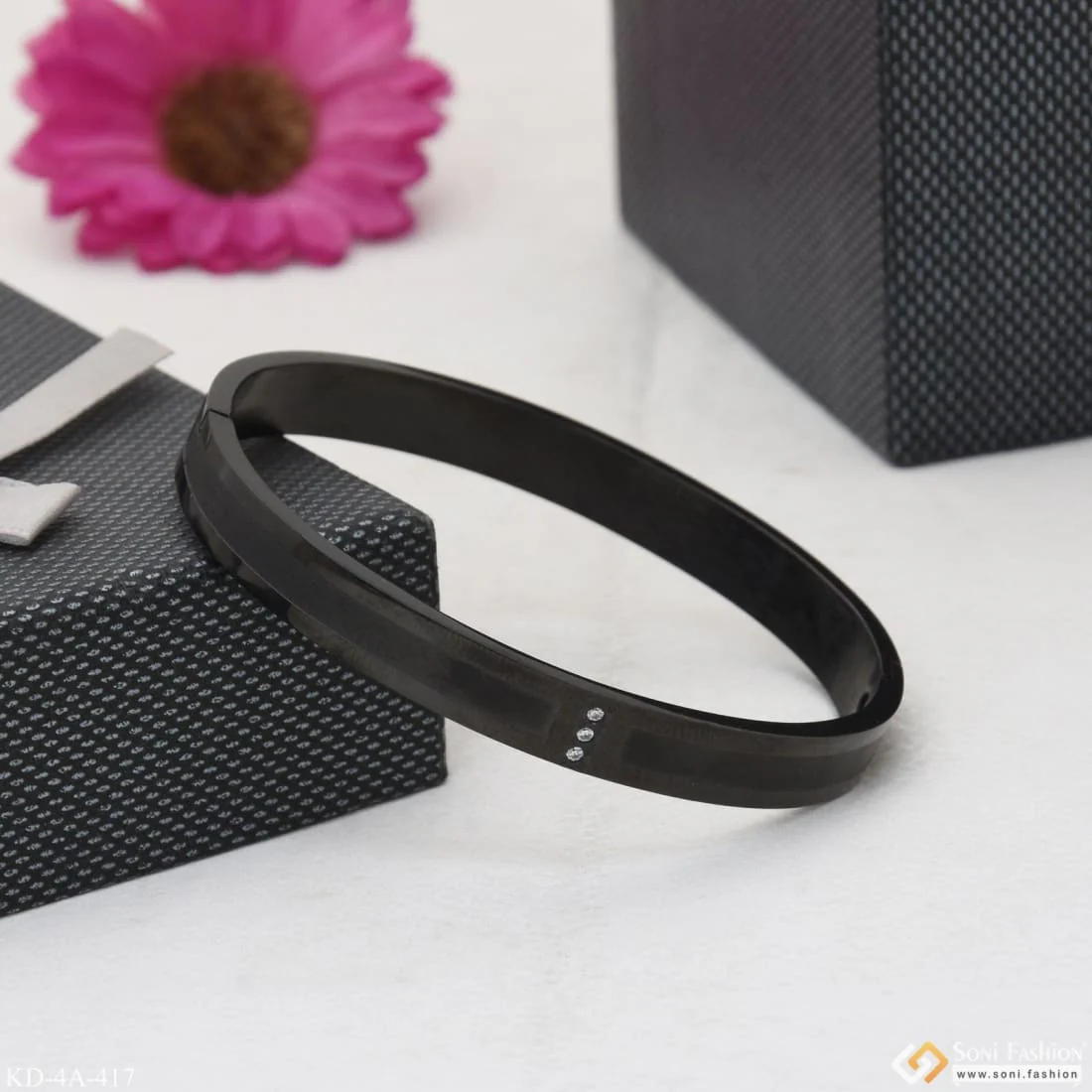 Brilliant Design Premium-Grade Quality Black Color Kada for Men - Style A417 - Image 5