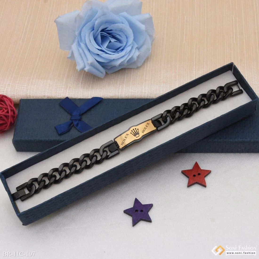 Brilliant Design Premium-Grade Quality Black & Golden Color Bracelet - Style C107 - Image 2