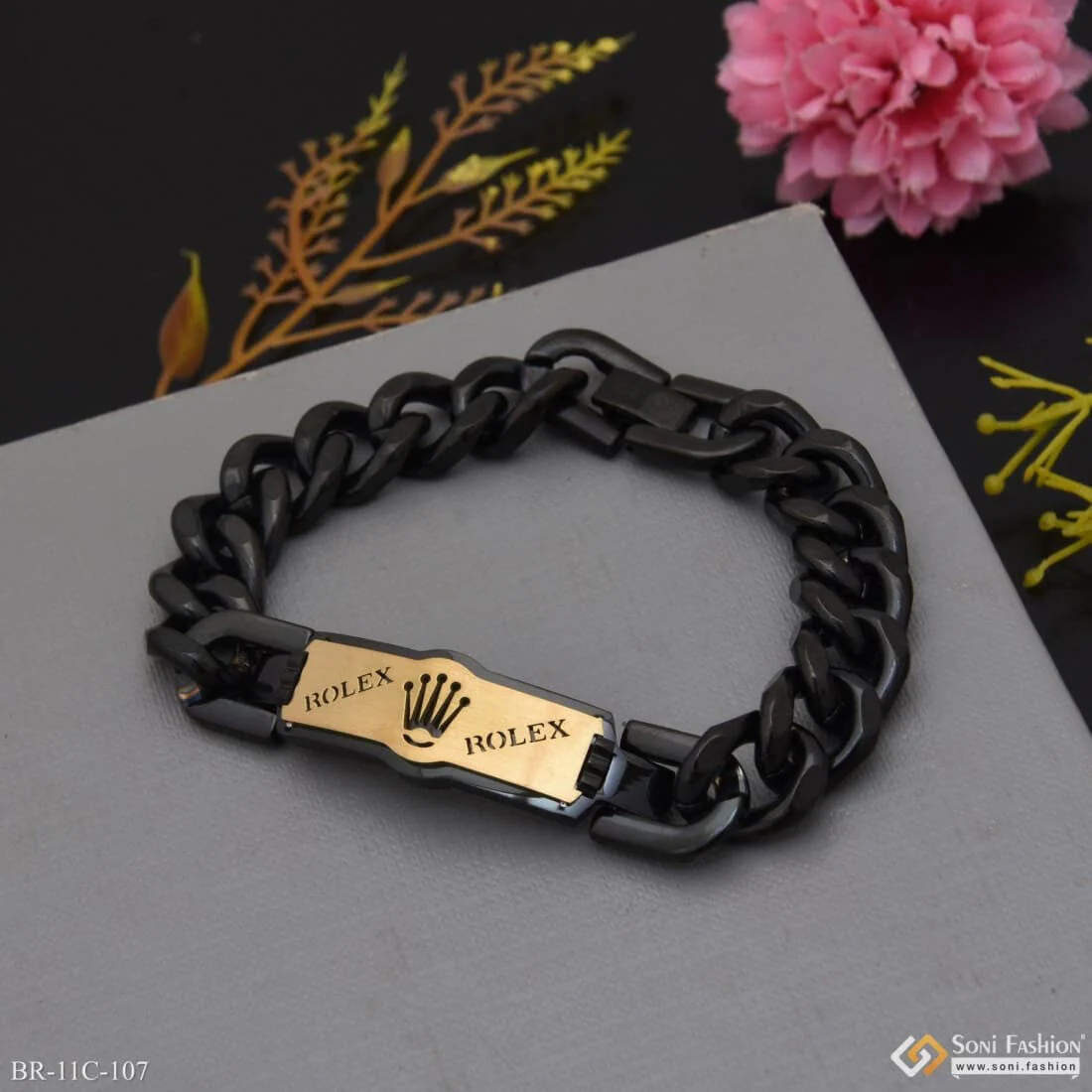 Brilliant Design Premium-Grade Quality Black & Golden Color Bracelet - Style C107 - Image 3
