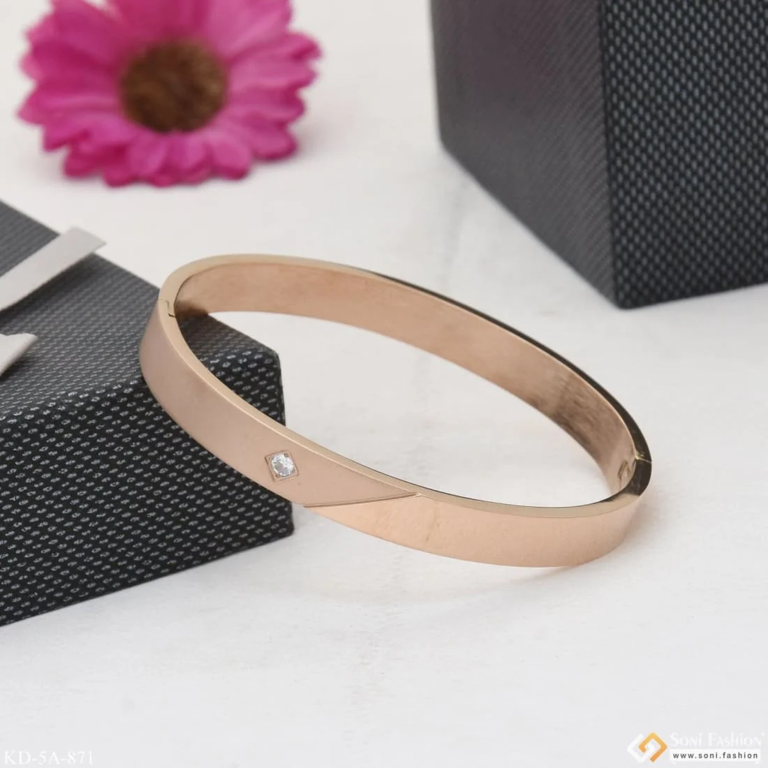 Brilliant Design Premium-grade Quality Rose Gold Kada For Men - Style A871 - Image 3
