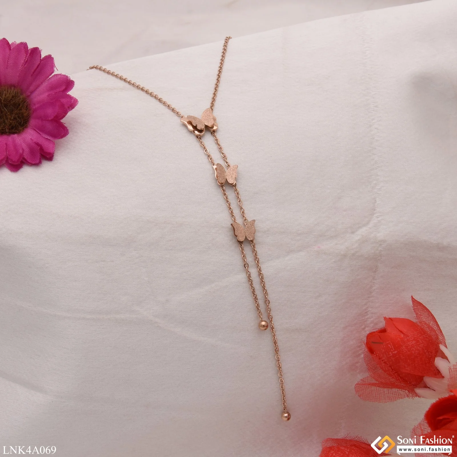 Butterfly High-Class Design Rose Gold Necklace for Women & Girls - Style LNKA069 - Image 3