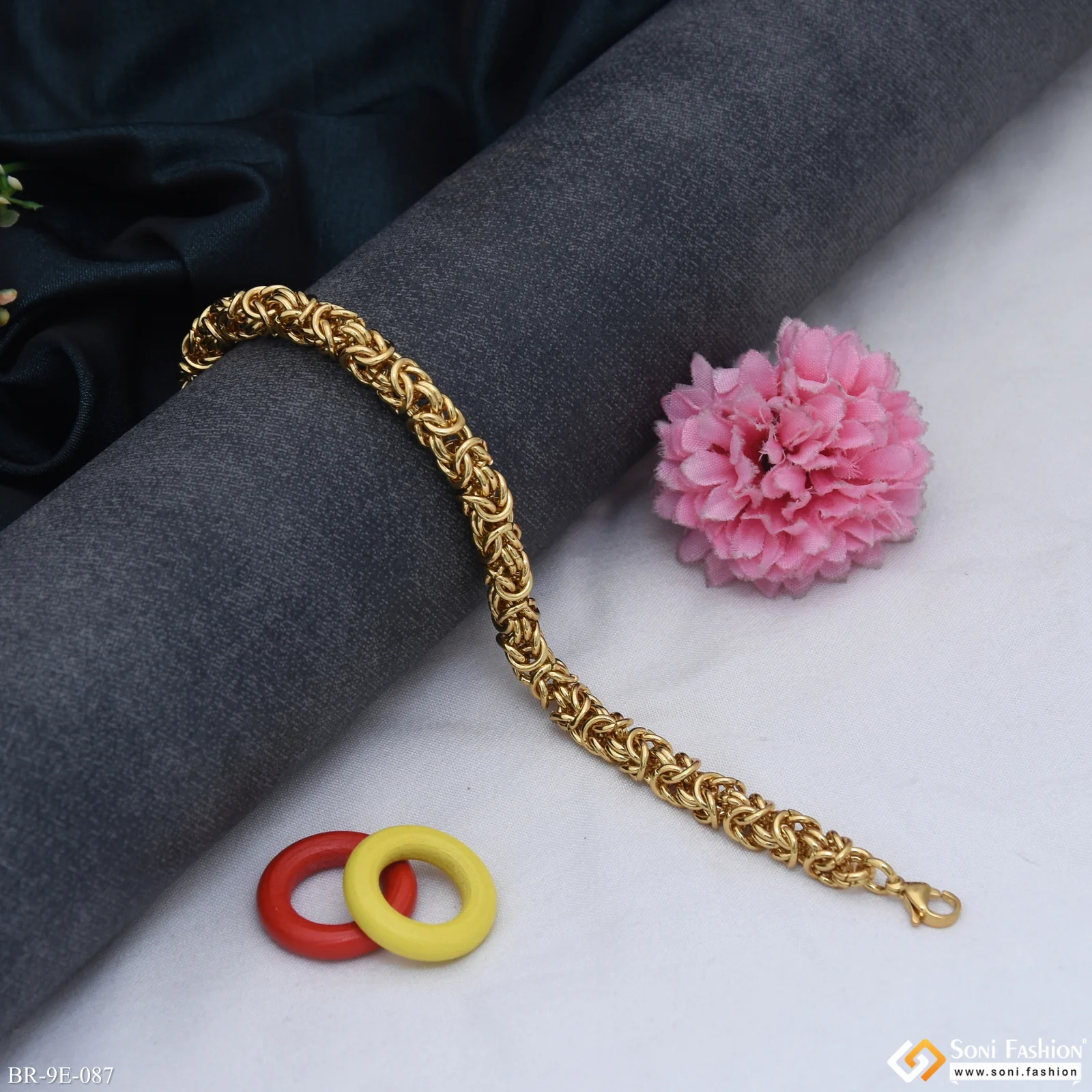 C Into C Funky Design Golden Color Stainless Steel Bracelet for Men - Style E087 - Image 5