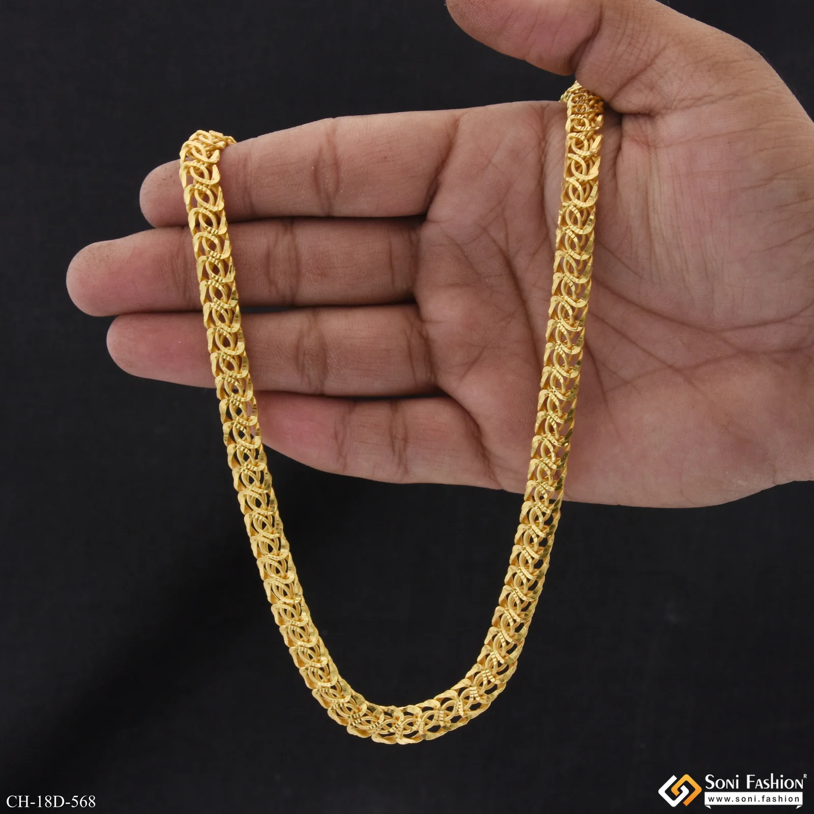 C Into C Sophisticated Design Gold Plated Chain for Men - Style D568 - Image 4