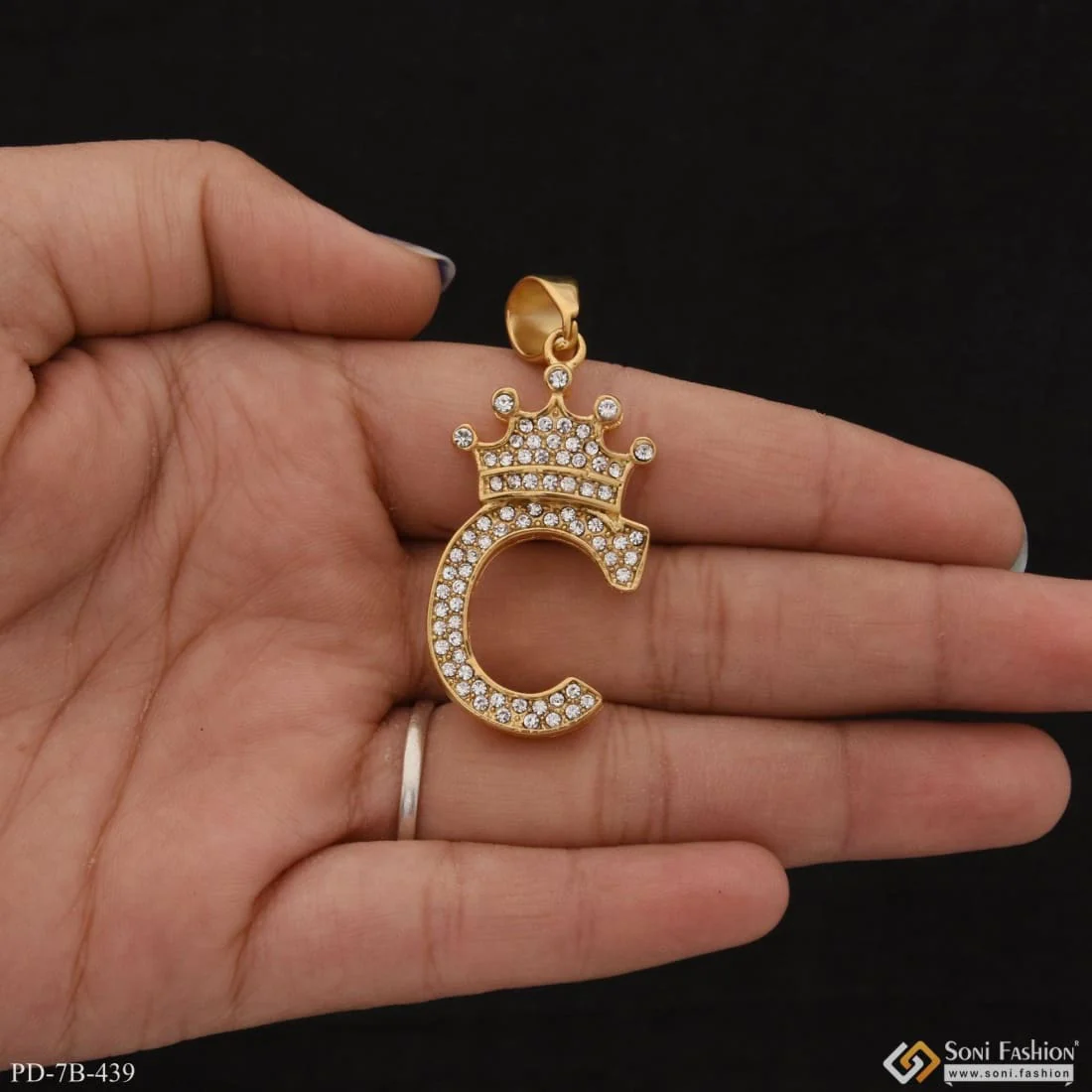 C Letter with Diamond Exciting Design High-Quality Pendant for Men - Style B439