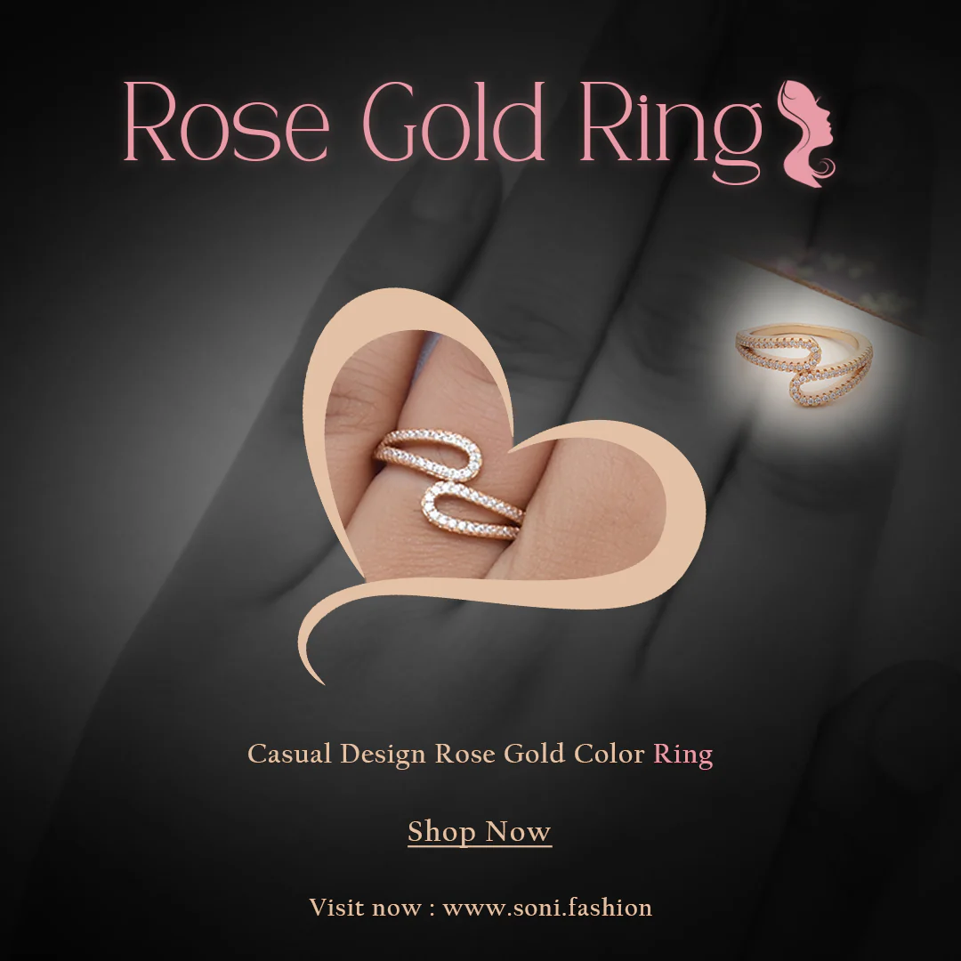 Casual Design Artisanal Design Rose Gold Color Ring for Ladies - Style A224