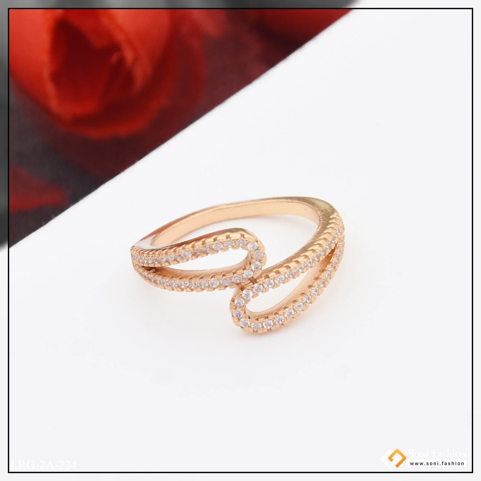 Casual Design Artisanal Design Rose Gold Color Ring for Ladies - Style A224 - Image 3