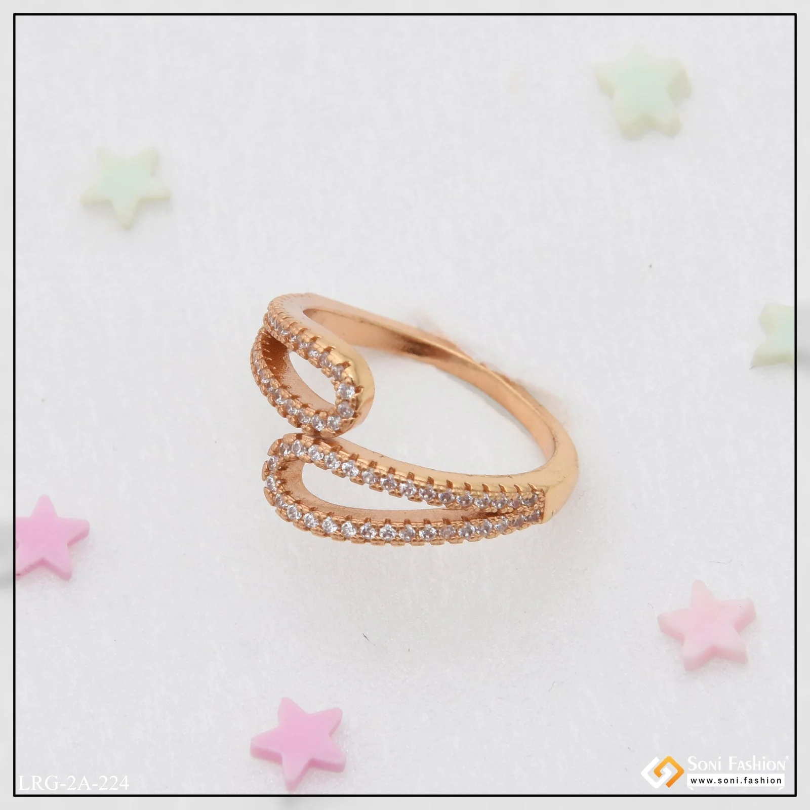 Casual Design Artisanal Design Rose Gold Color Ring for Ladies - Style A224 - Image 5