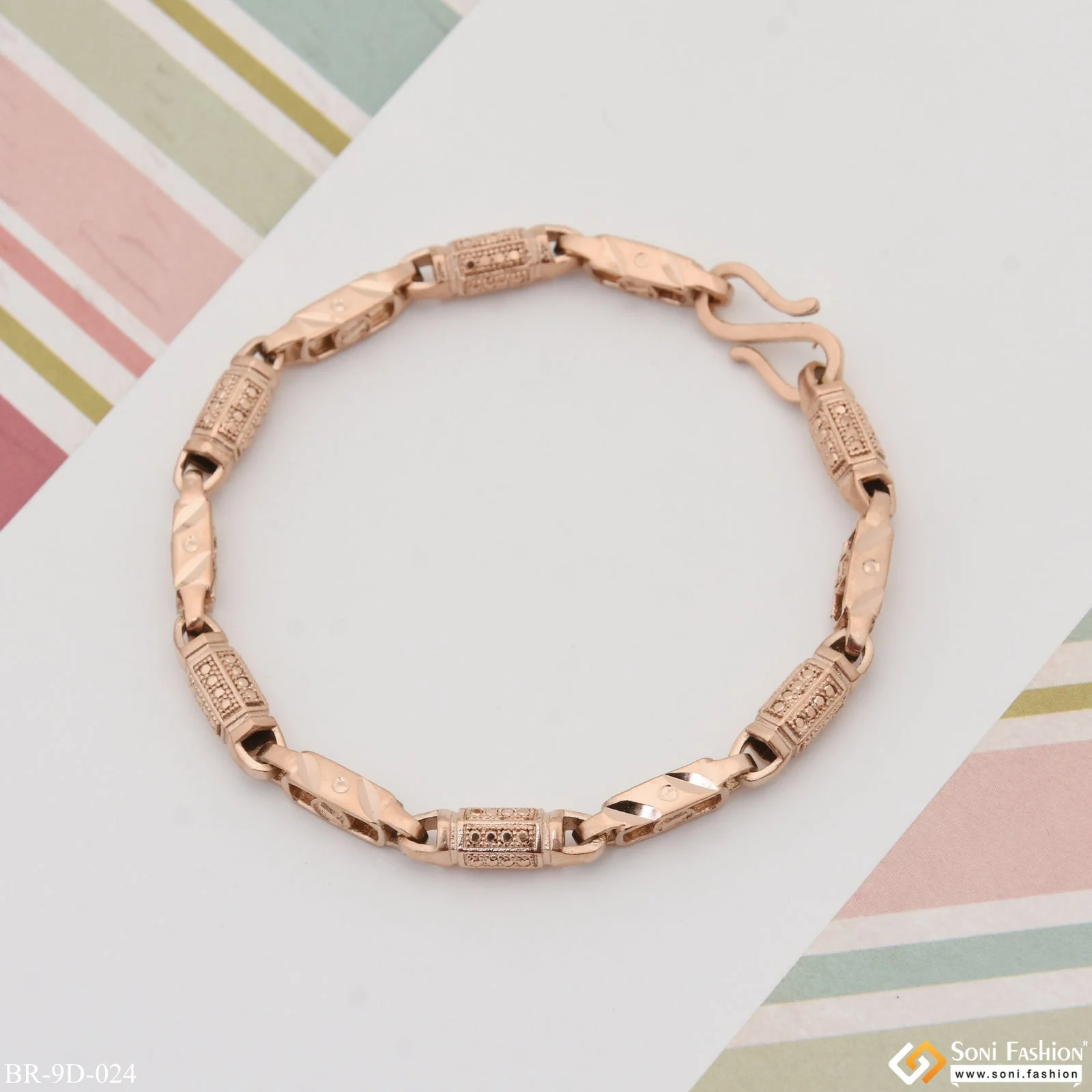 Casual Design Excellent Design Rose Gold Color Bracelet for Men - Style D024 - Image 2
