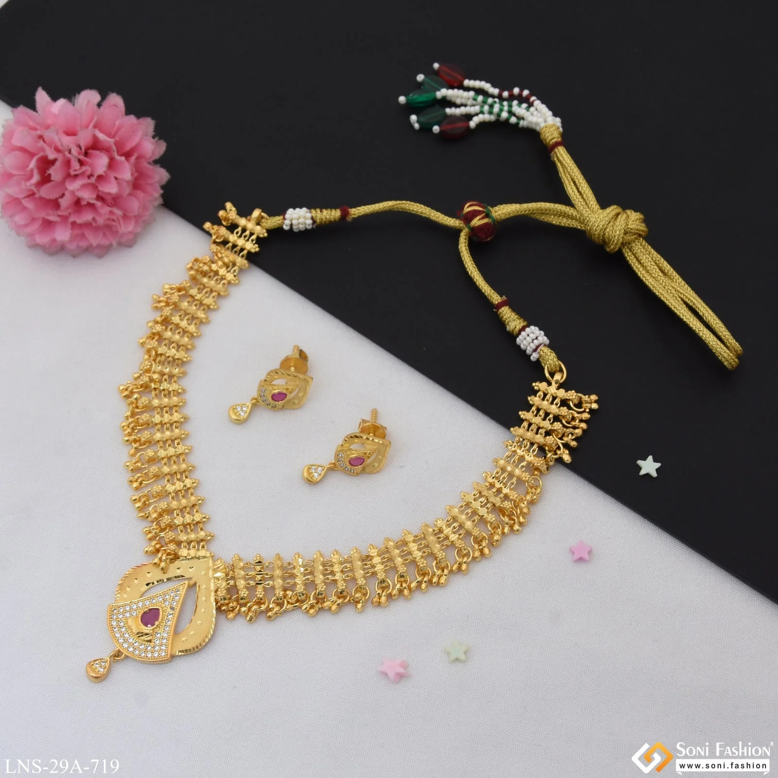 Casual Design Fashion-Forward Gold Plated Necklace Set for Women - Style A719 - Image 3