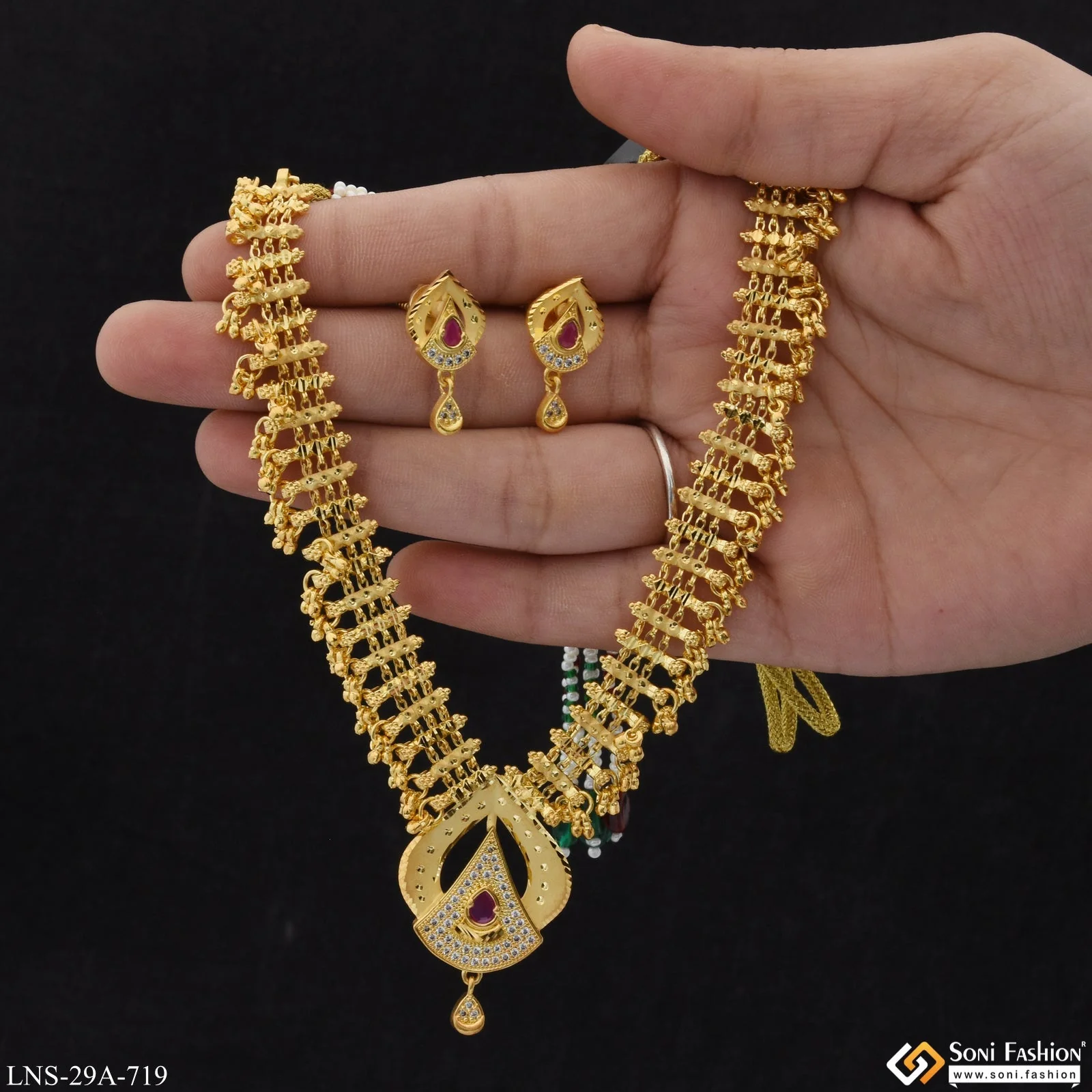 Casual Design Fashion-Forward Gold Plated Necklace Set for Women - Style A719 - Image 4