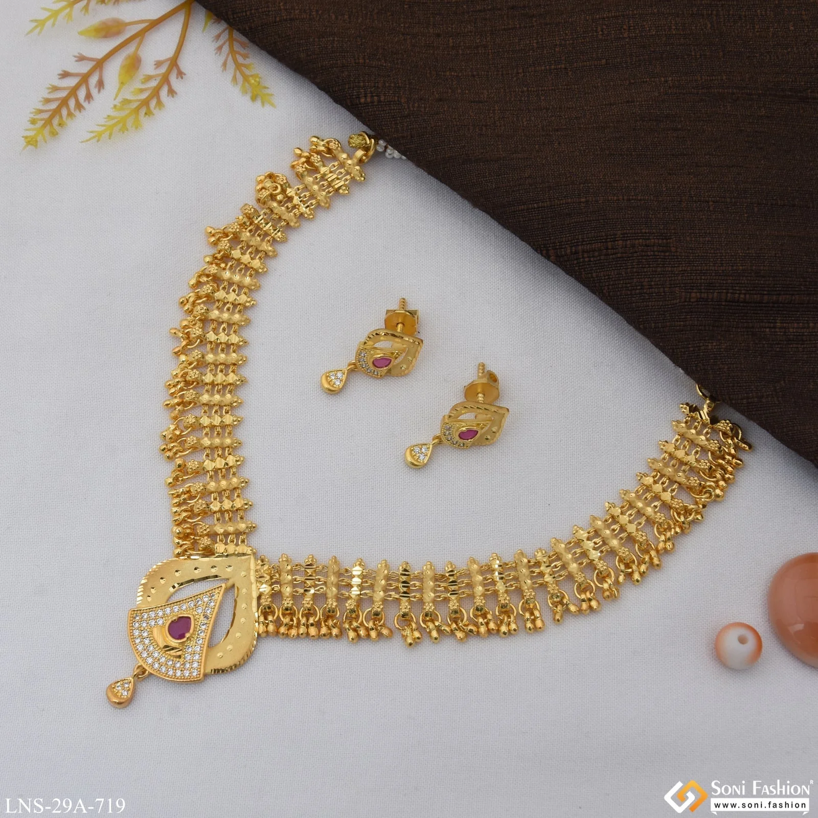 Casual Design Fashion-Forward Gold Plated Necklace Set for Women - Style A719 - Image 5