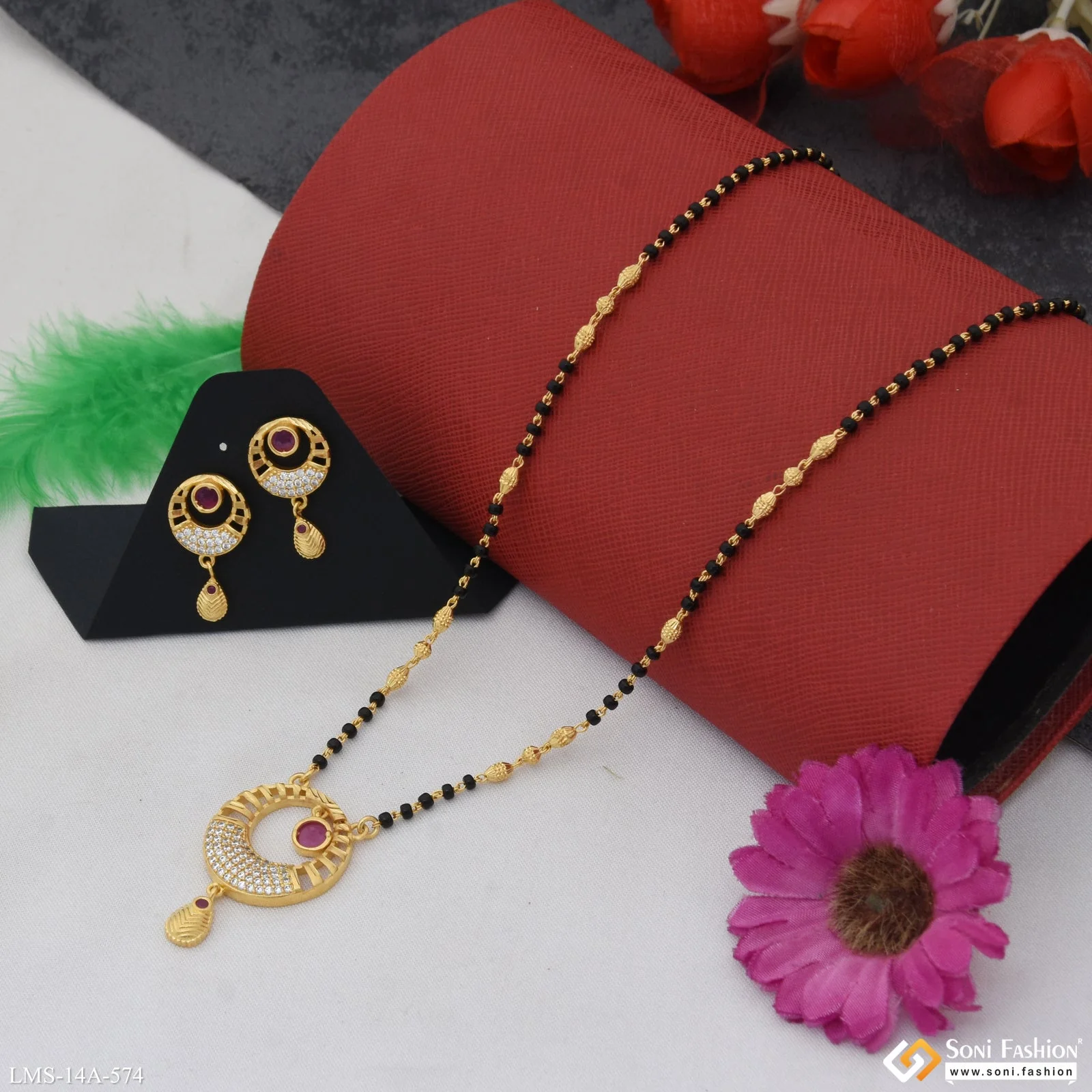 Casual Design Gold Plated Mangalsutra Set for Women - Style A574 - Image 3
