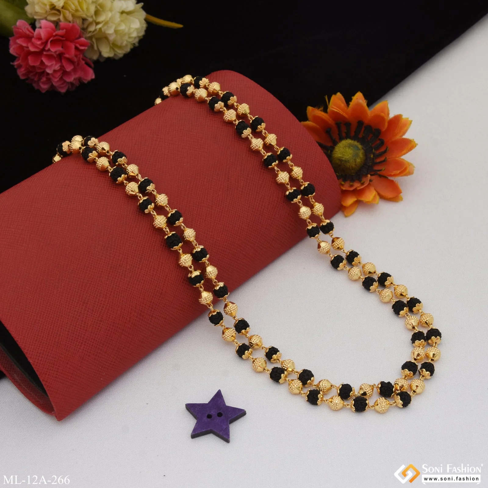 Casual Design Gold Plated Rudraksha Mala for Men - Style A266 - Image 3