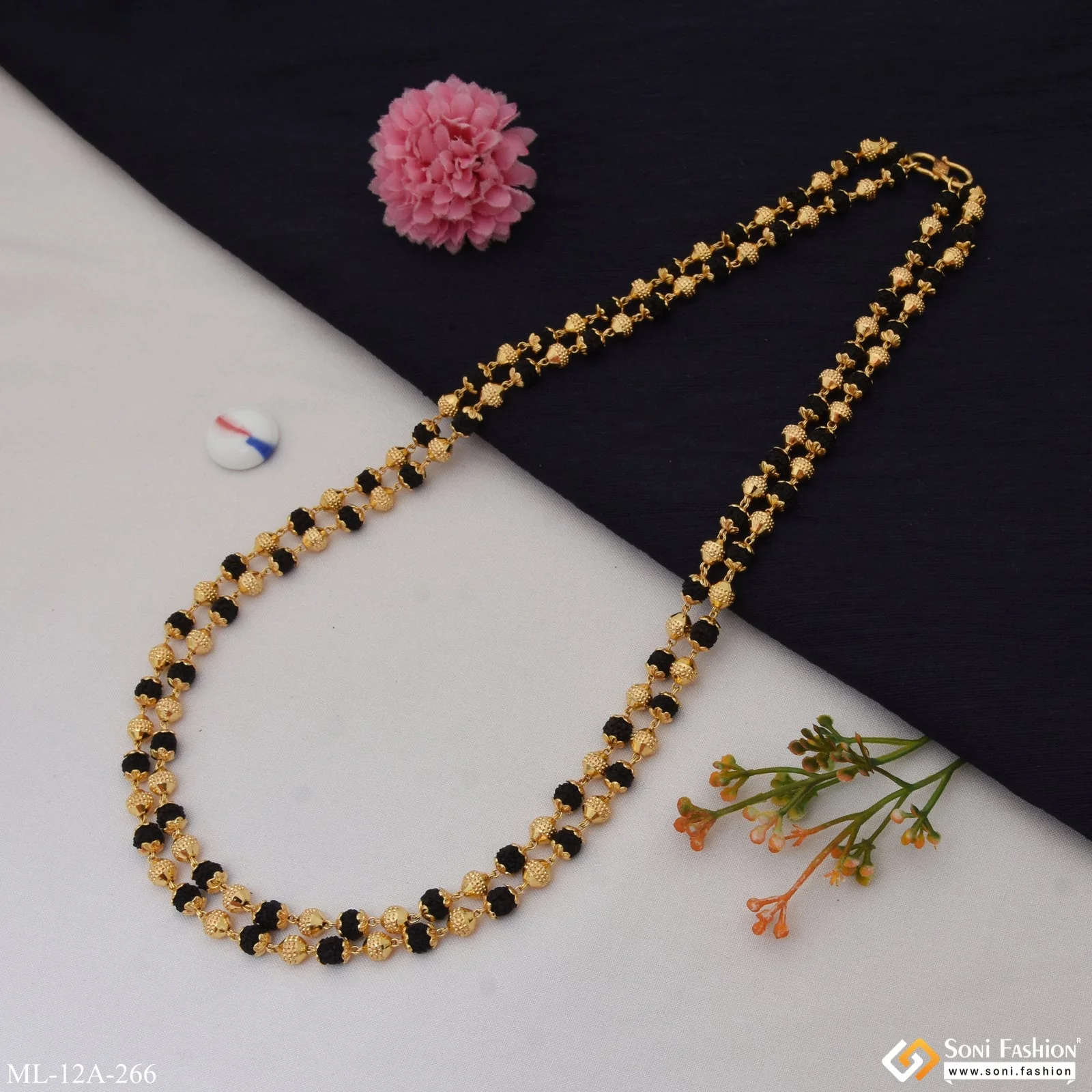 Casual Design Gold Plated Rudraksha Mala for Men - Style A266 - Image 4