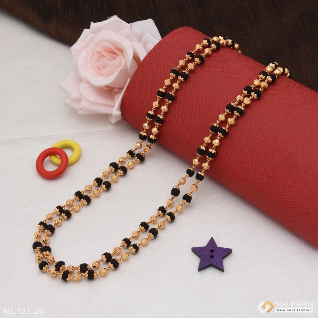 Casual Design Gold Plated Rudraksha Mala for Men - Style A266 - Image 6