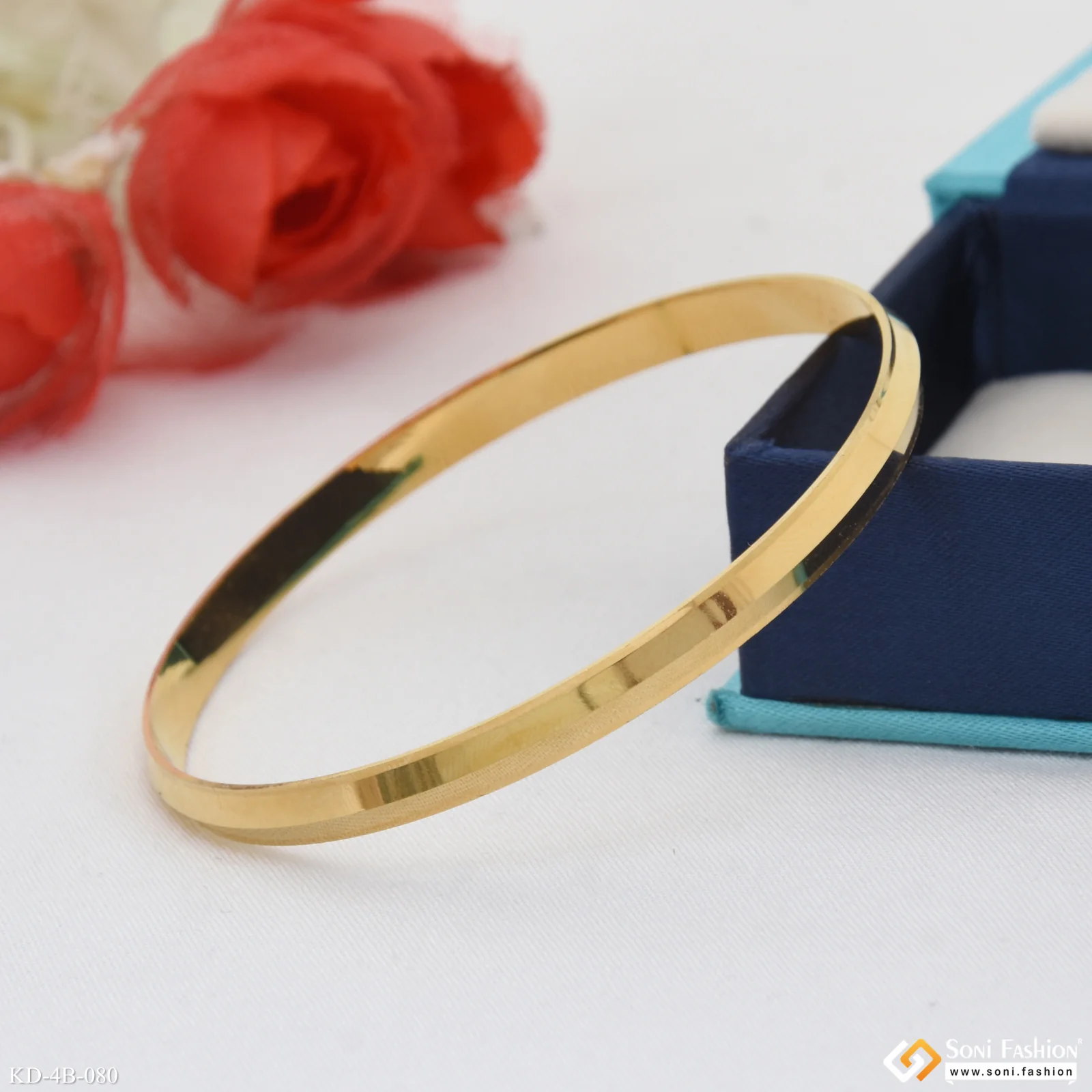 Casual Design Premium-Grade Quality Gold Plated Punjabi Kada for Men - Style B080 - Image 3