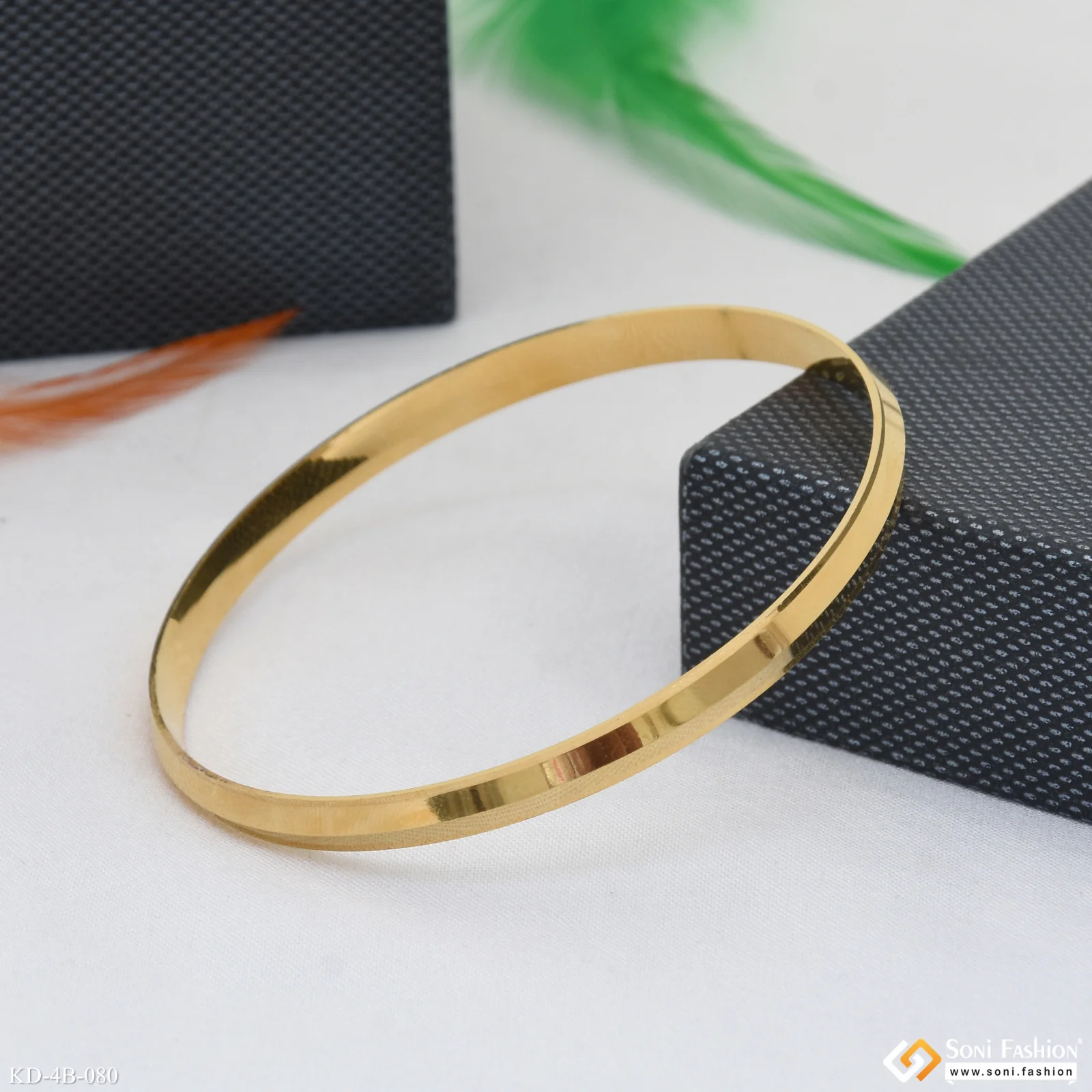 Casual Design Premium-Grade Quality Gold Plated Punjabi Kada for Men - Style B080 - Image 4