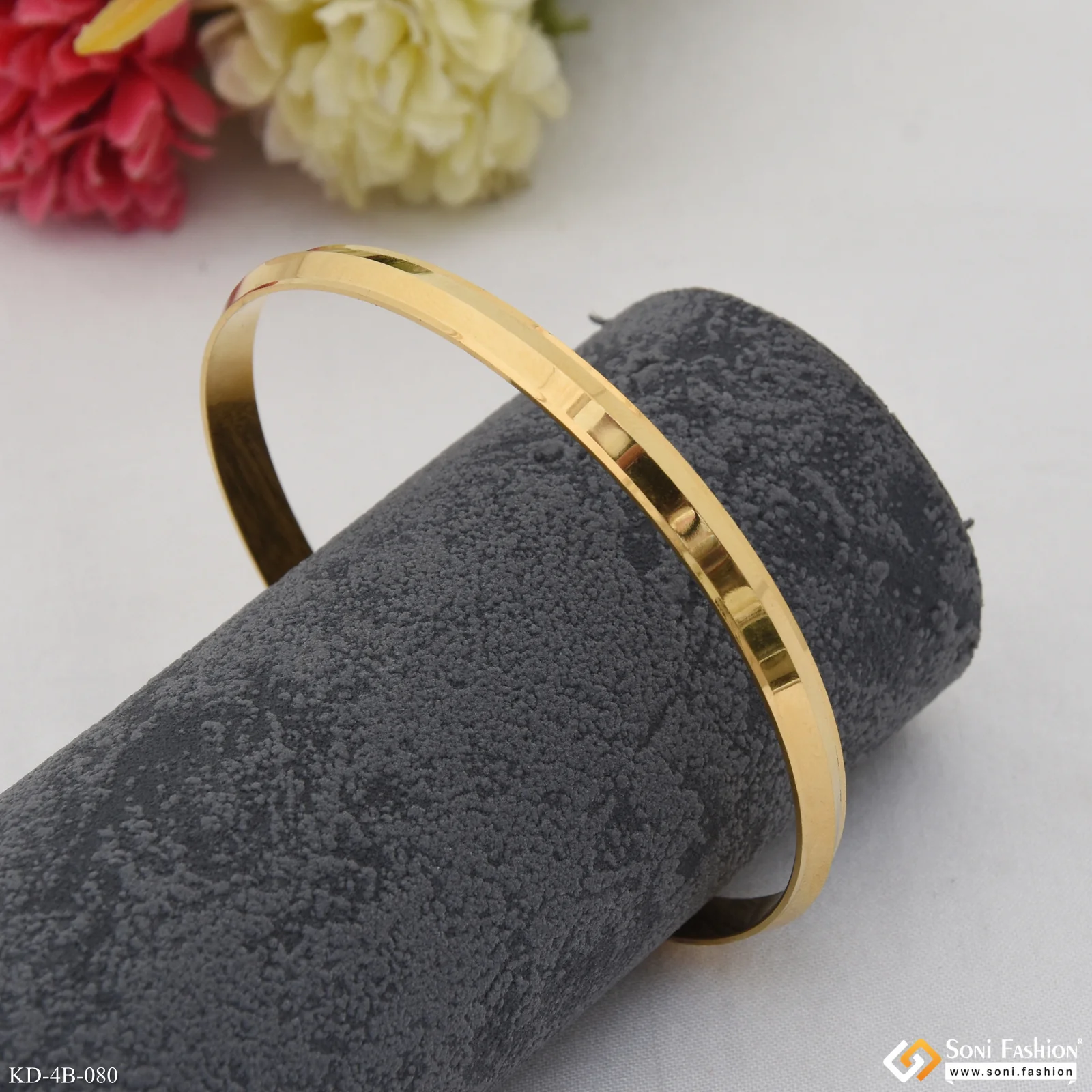 Casual Design Premium-Grade Quality Gold Plated Punjabi Kada for Men - Style B080 - Image 5