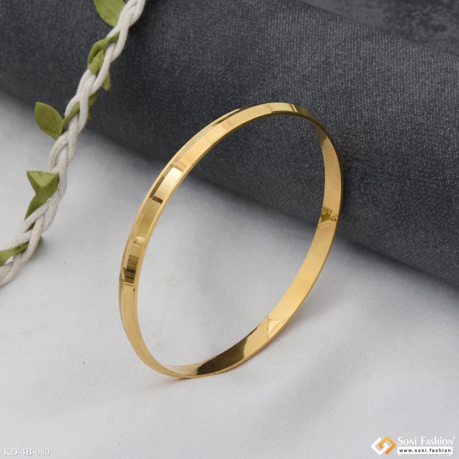 Casual Design Premium-Grade Quality Gold Plated Punjabi Kada for Men - Style B080 - Image 6