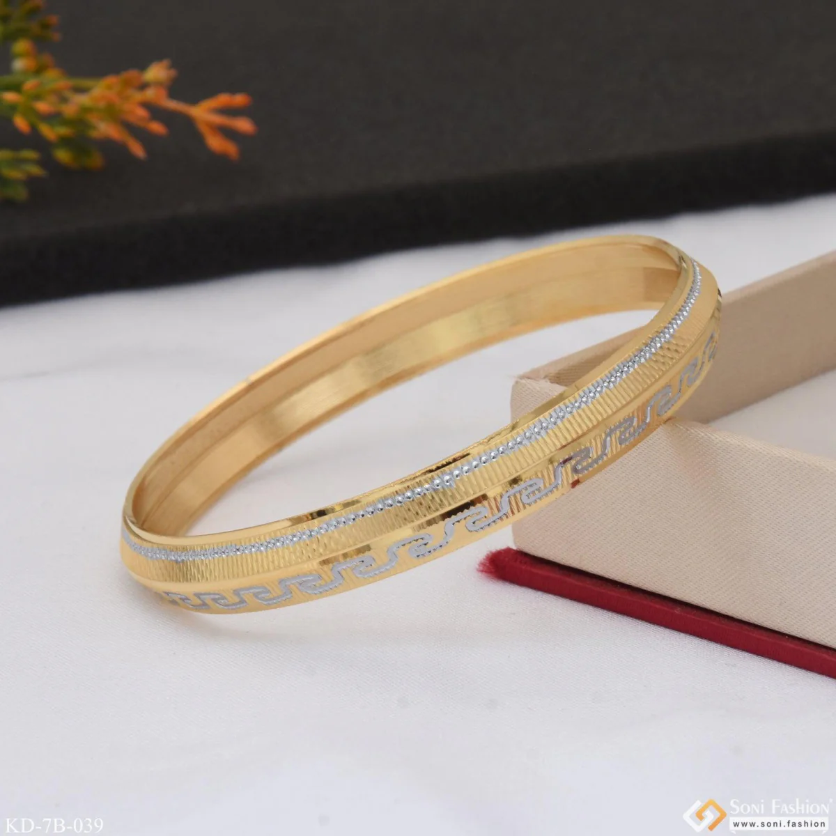 Casual Design Premium-Grade Quality Gold Plated Punjabi Kada for Men - Style B039 - Image 6